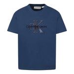 Calvin Klein T-Shirt Girocollo Tinta Unita con Stampa per Bambino IB0IB02359 BLU CALVIN KLEIN 