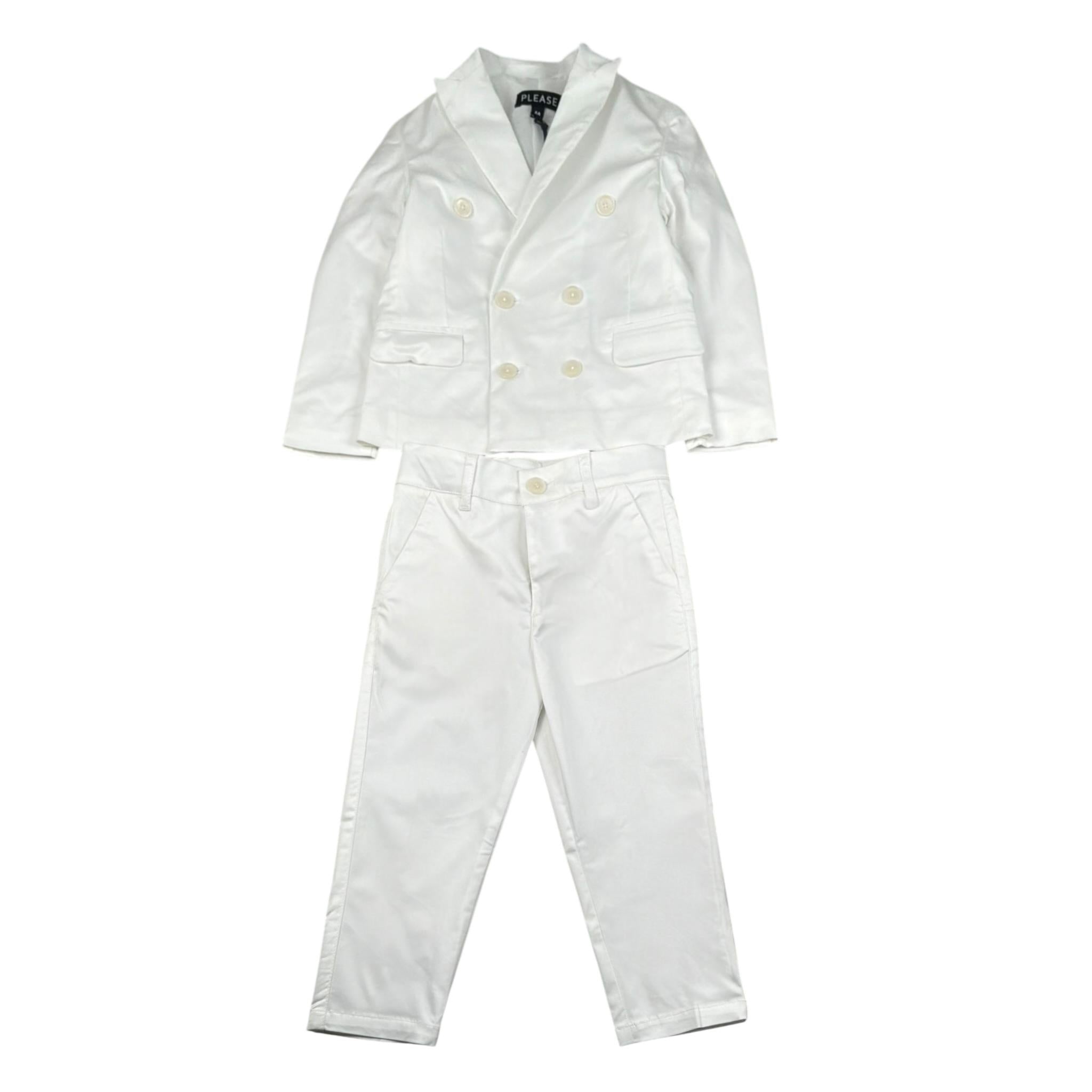 Please Completo 2 Pezzi Giacca-Pantalone Tinta Unita per Bambino EB00001073 BIANCO PLEASE 