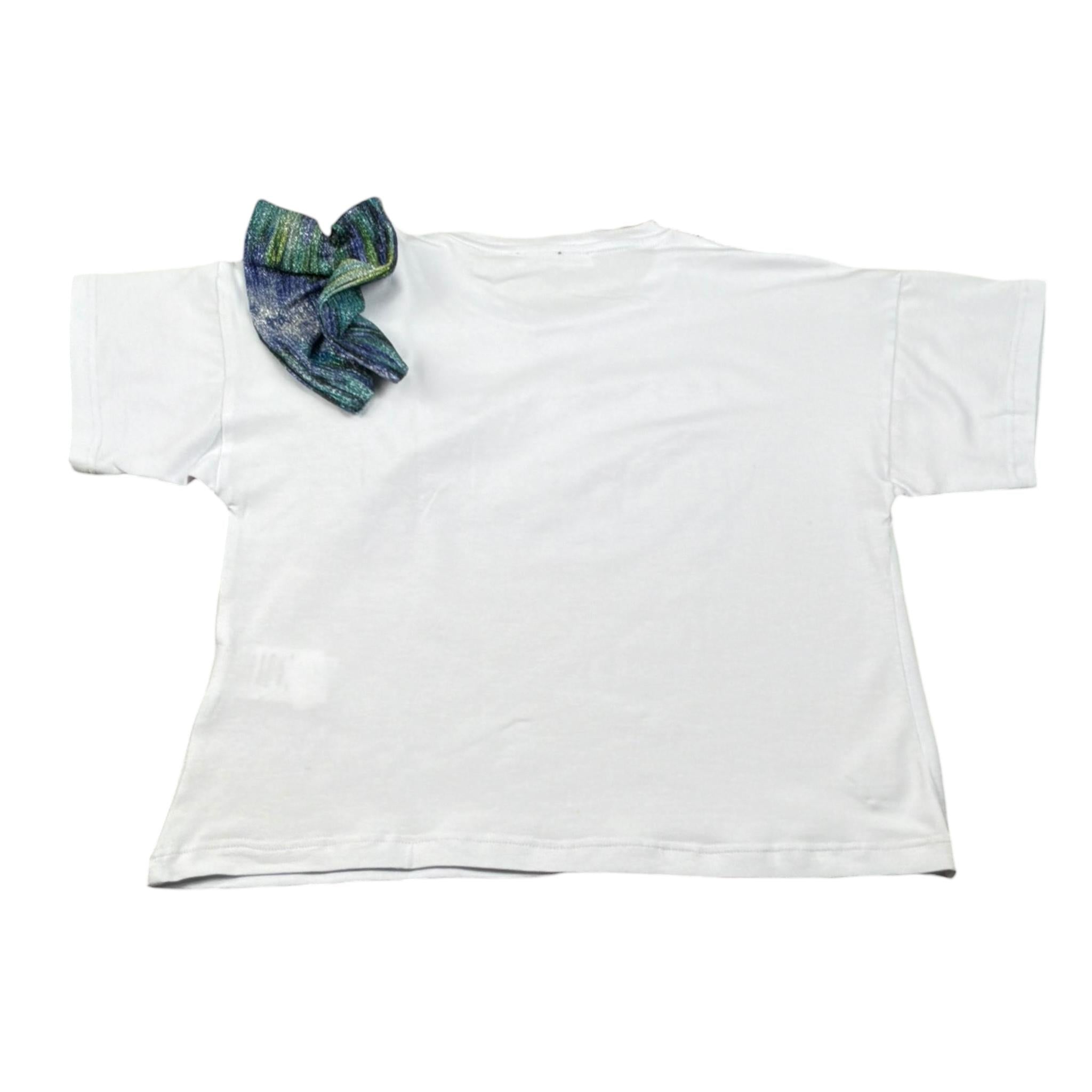 Shopart T-Shirt Girocollo Tinta Unita con Applicazione per Bambina SAJKS00443 BIANCO SHOPART 