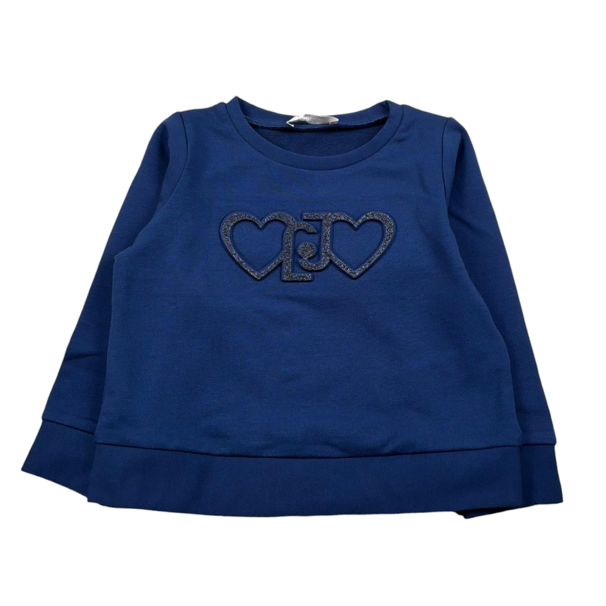 Liu Jo Felpa Chiusa Girocollo Tinta Unita con Logo per Neonata KA5014NX BLU LIU JO 
