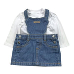 MOSCHINO completo 2pz salopette-shirt bicolore Bianco/azzurro per Neonata MDK038 BIANCO/AZZURRO MOSCHINO 