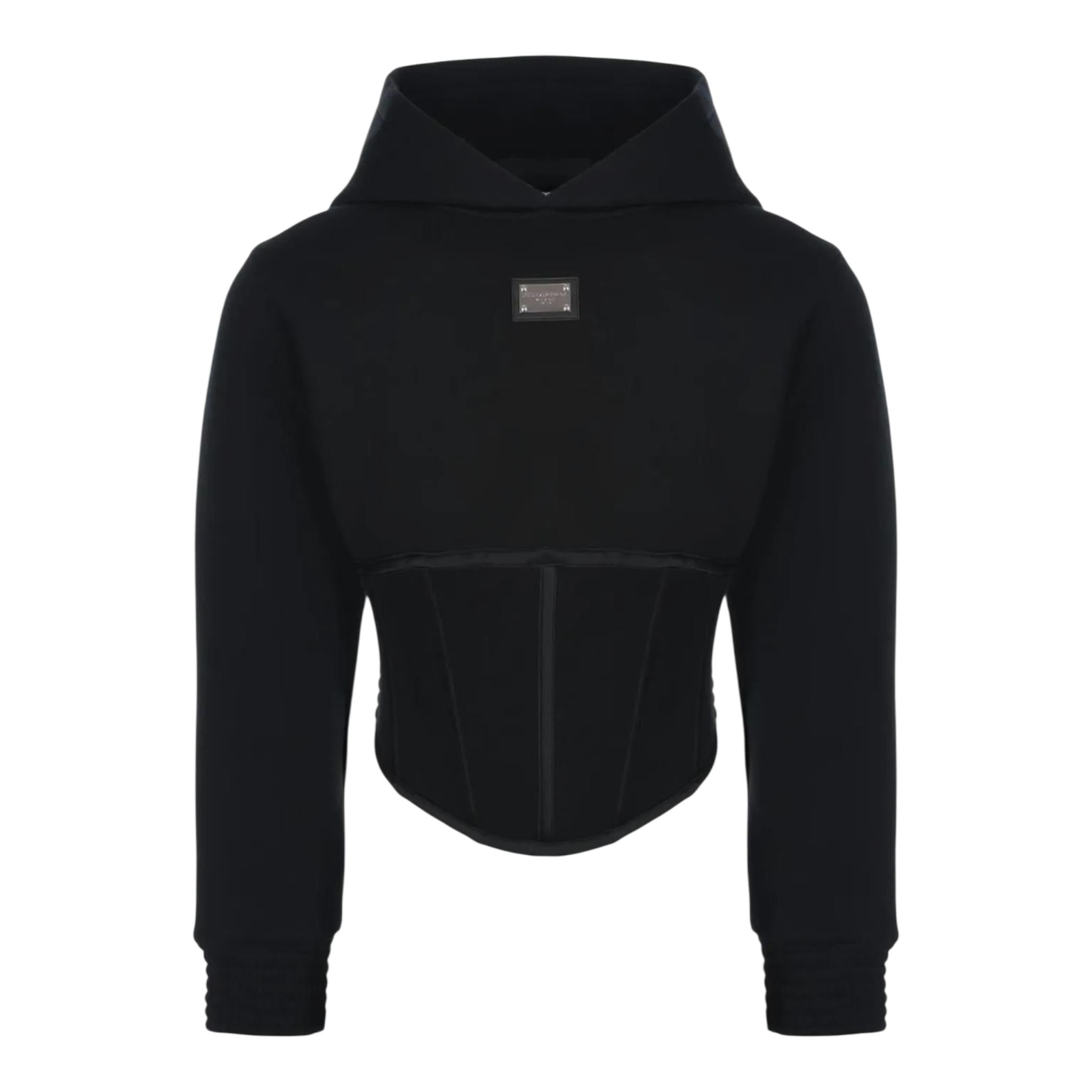 Dolce & Gabbana Felpa Tinta Unita con Cappuccio per Bambina L5JW9RG7KN5 NERO DOLCE & GABBANA 