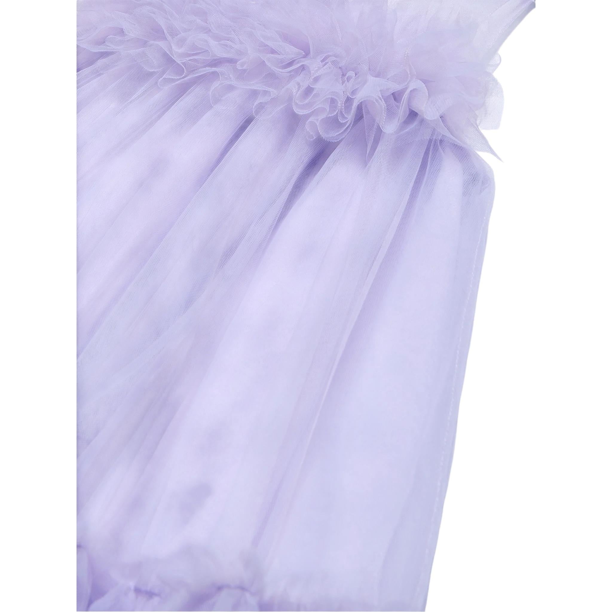 Abel & Lula Abito Tinta Unita Giromanica con Tulle per Bambina 5051XX LILLA ABEL & LULA 