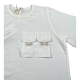 Zhoe & Tobiah T-Shirt Girocollo Tinta Unita con Taschino per Neonato BSE12MN PANNA ZHOE & TOBIAH 