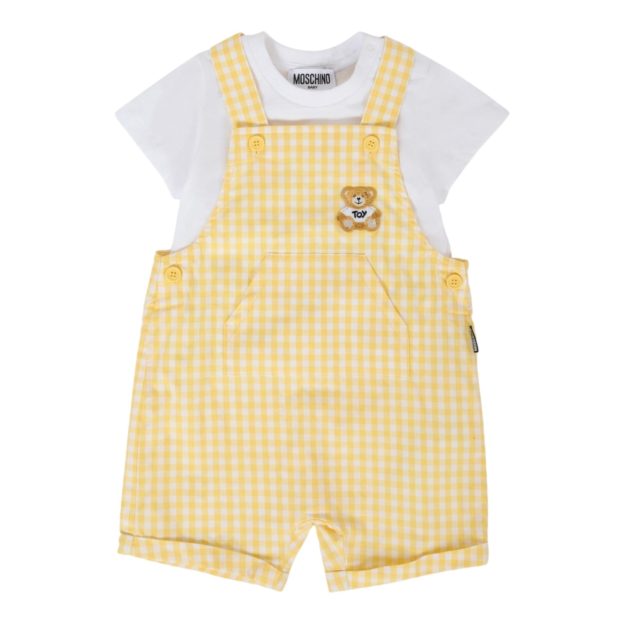 Moschino Completo 2 Pezzi T-Shirt-Salopette per Neonato MUG01D BIANCO/GIALLO MOSCHINO 