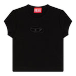 Diesel T-Shirt Girocollo tinta unita con Logo Nero per Bambina J01830XXXX NERO DIESEL 