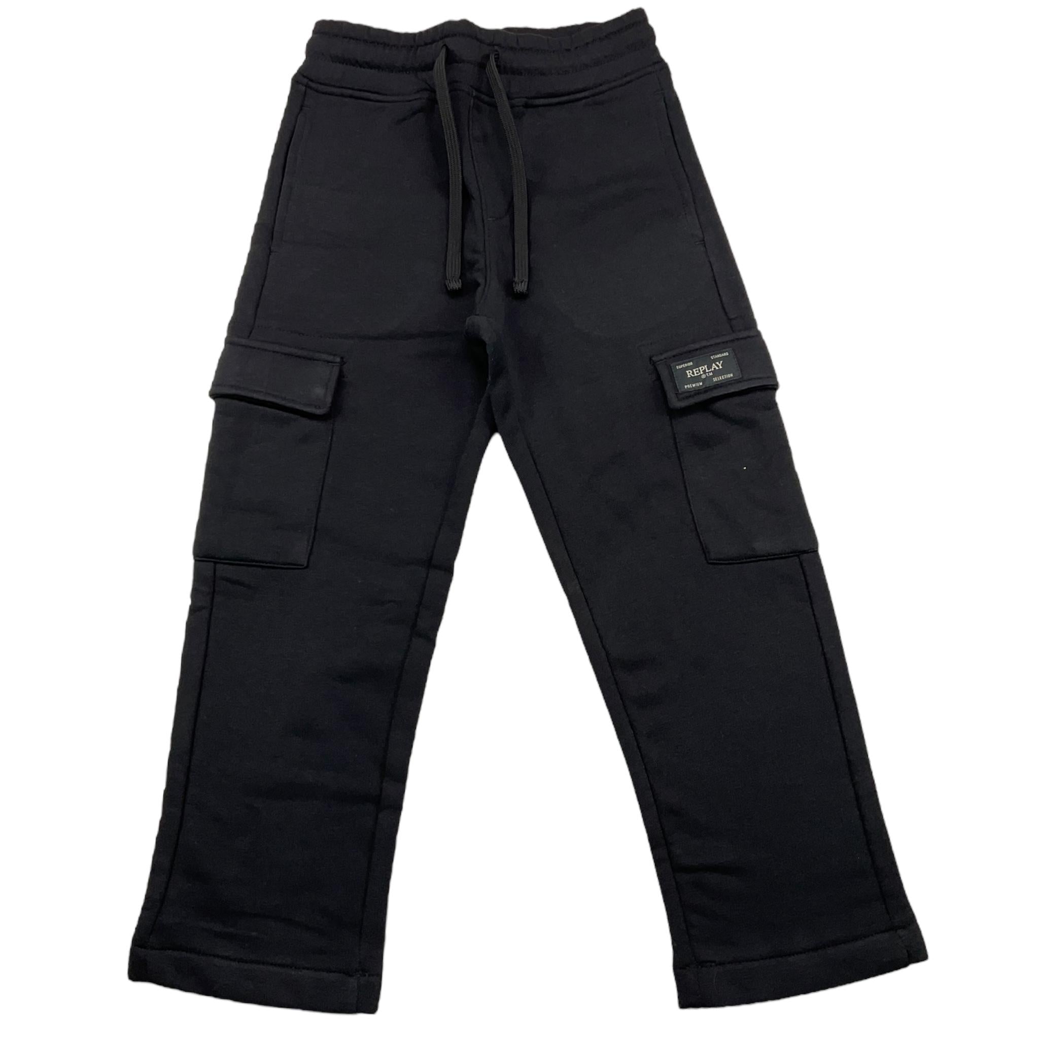 REPLAY pantalone tuta tinta unita con logo Nero per Bambino SB9091 NERO REPLAY 