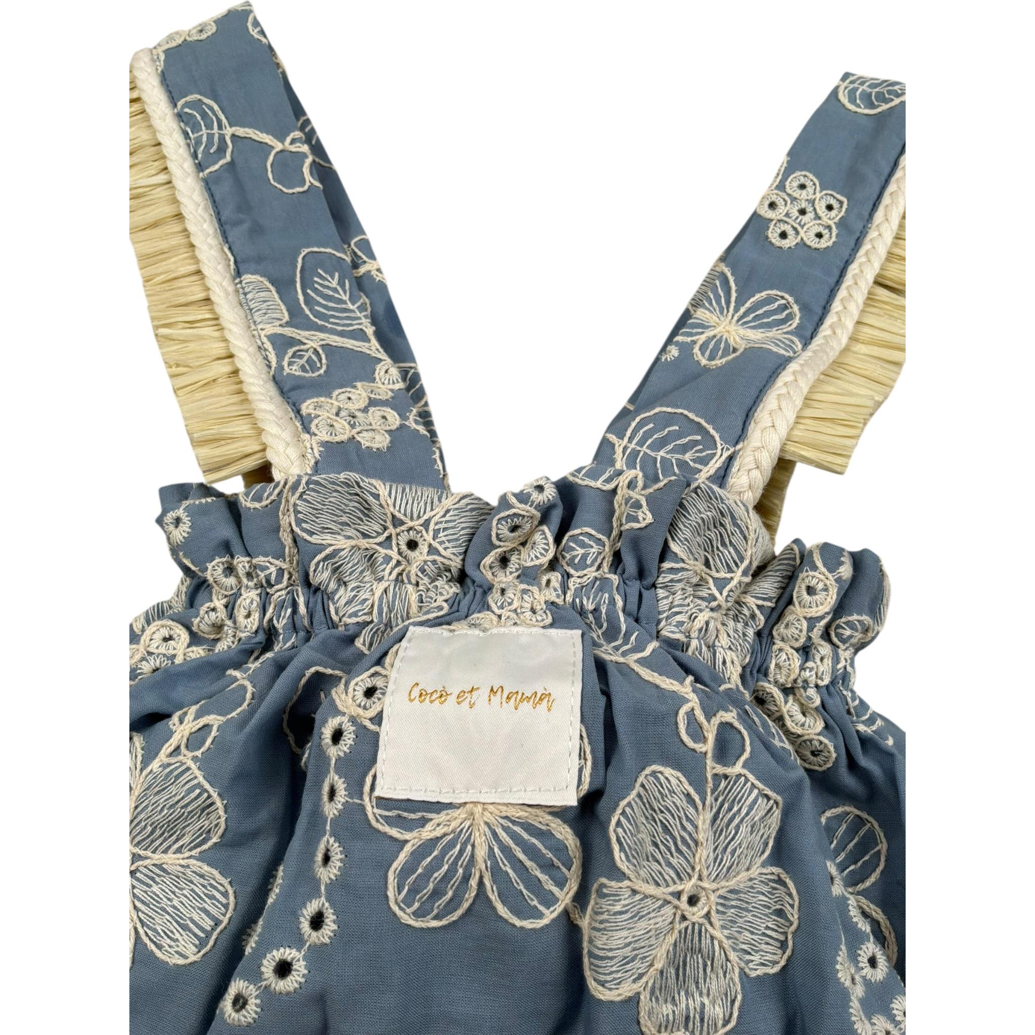 Coco' Et Mama' Salopette Tinta Unita con Ricami per Bambina MAIAJ AZZURRO COCO' ET MAMA' 