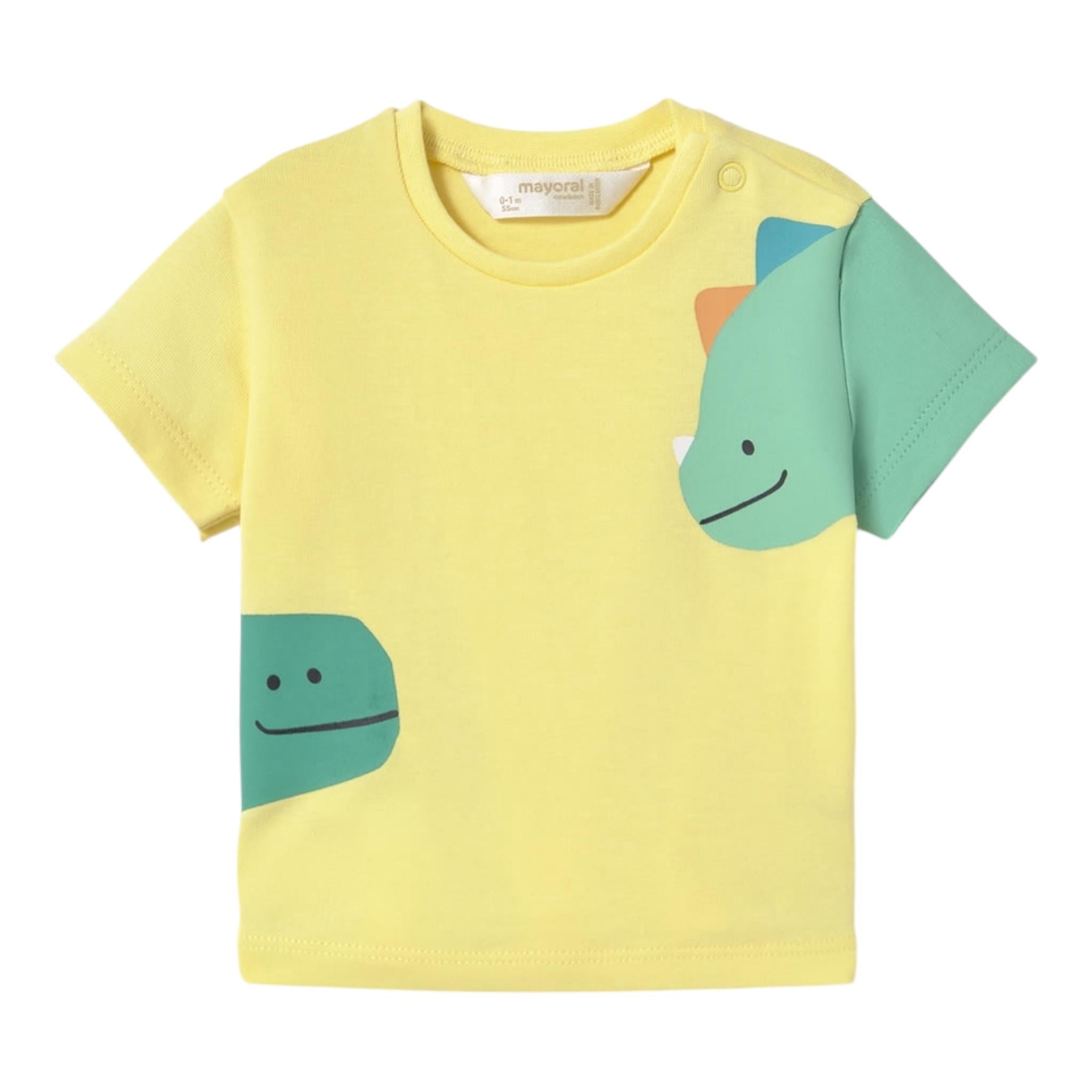 Mayoral T-Shirt Girocollo Tinta Unita con Stampa In Contrasto per Neonato 1037 GIALLO MAYORAL 