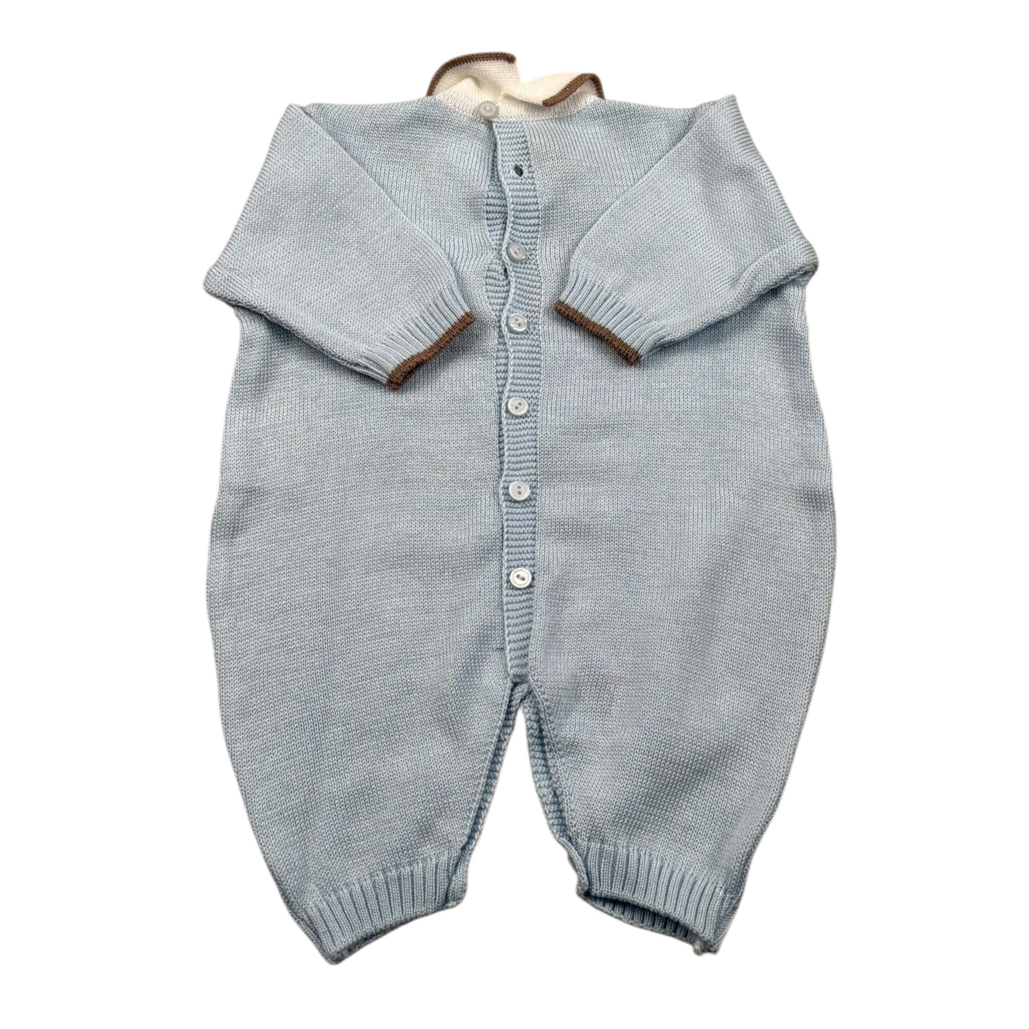 Marlu' Tutina Manica Lunga Tinta Unita con Babbucce per Neonato IB6752 AZZURRO MARLU' 