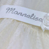 Monnalisa Abito Cerimonia Tinta Unita con Trasparenze per Bambina 793903 AVORIO MONNALISA 