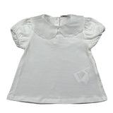 M+E' T-Shirt Tinta Unita con Colletto per Bambina UE1773X BIANCO M+E' 