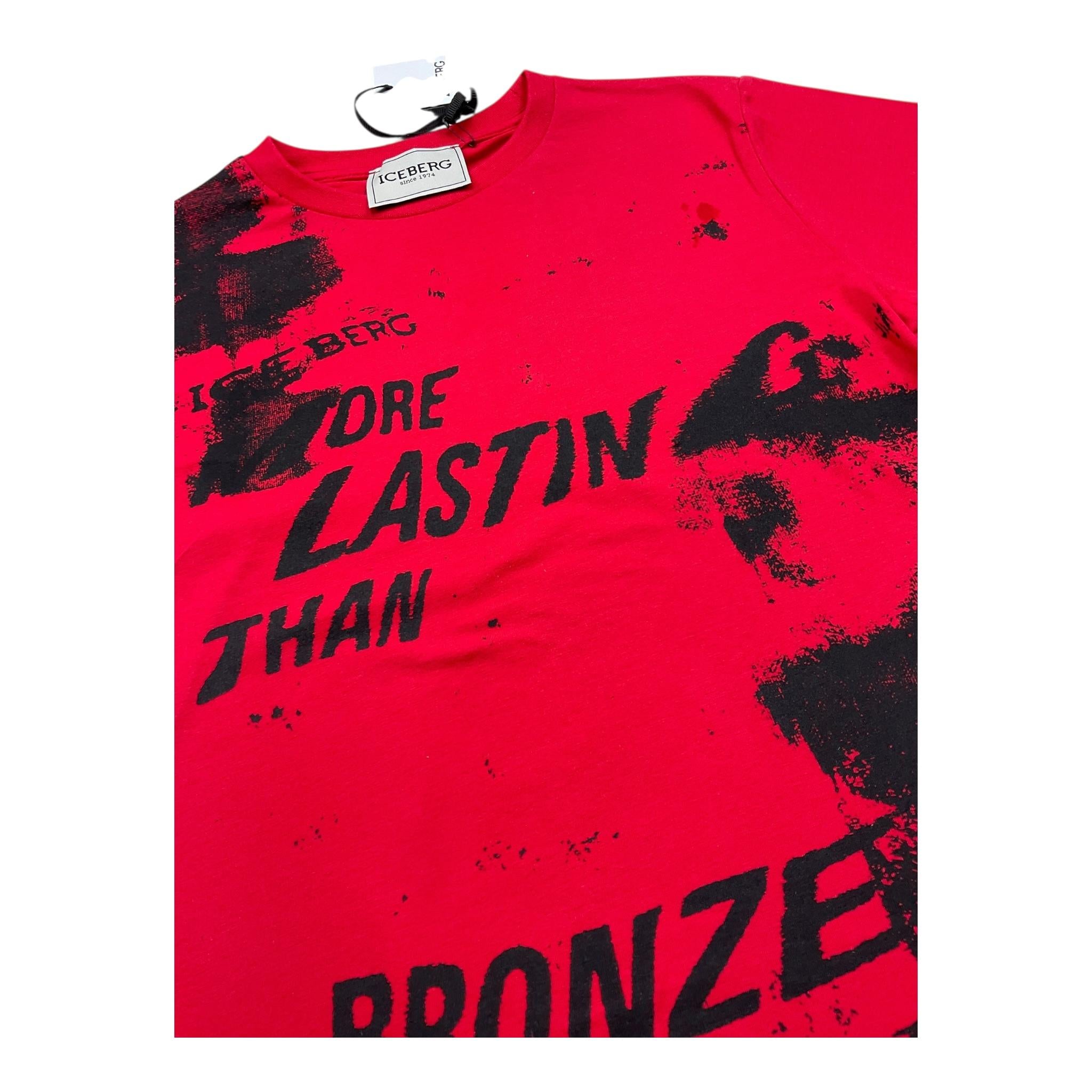 Iceberg T-Shirt Girocollo Tinta Unita con Stampa per Bambino TSICE5110J ROSSO ICEBERG 