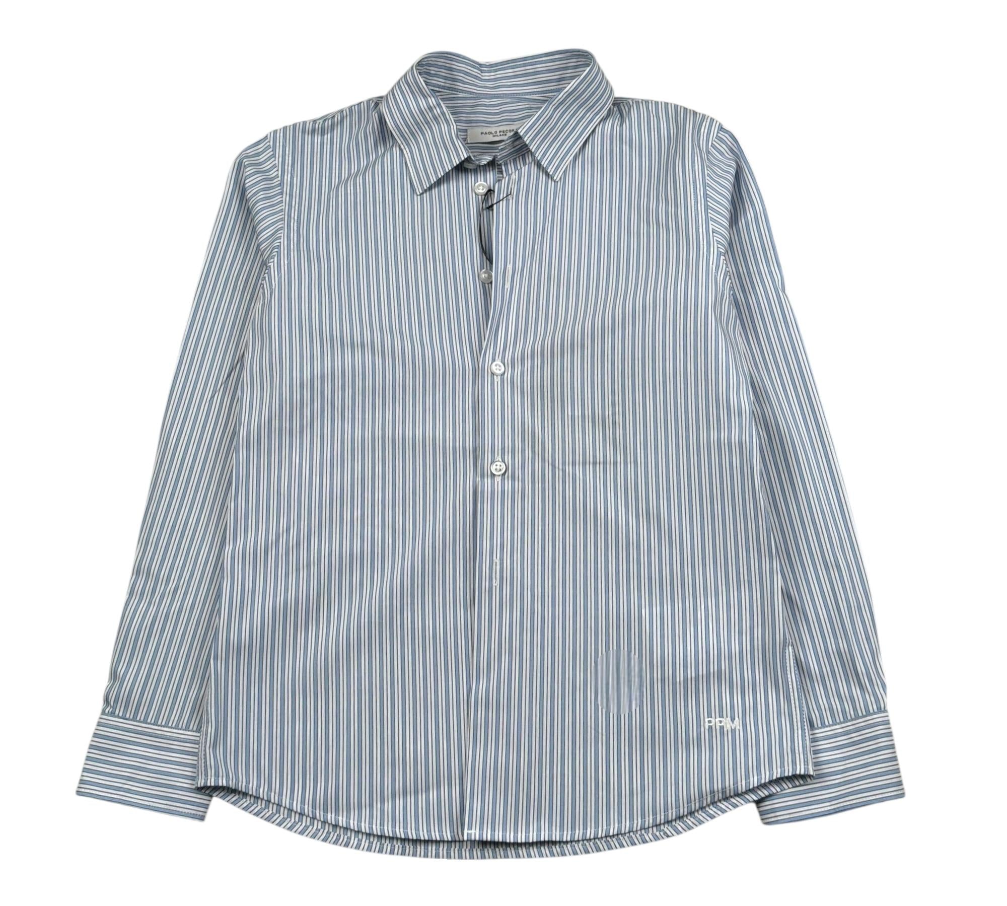 Paolo Pecora Camicia Manica Lunga Fantasia A Righe per Bambino PP4221 AZZURRO PAOLO PECORA 