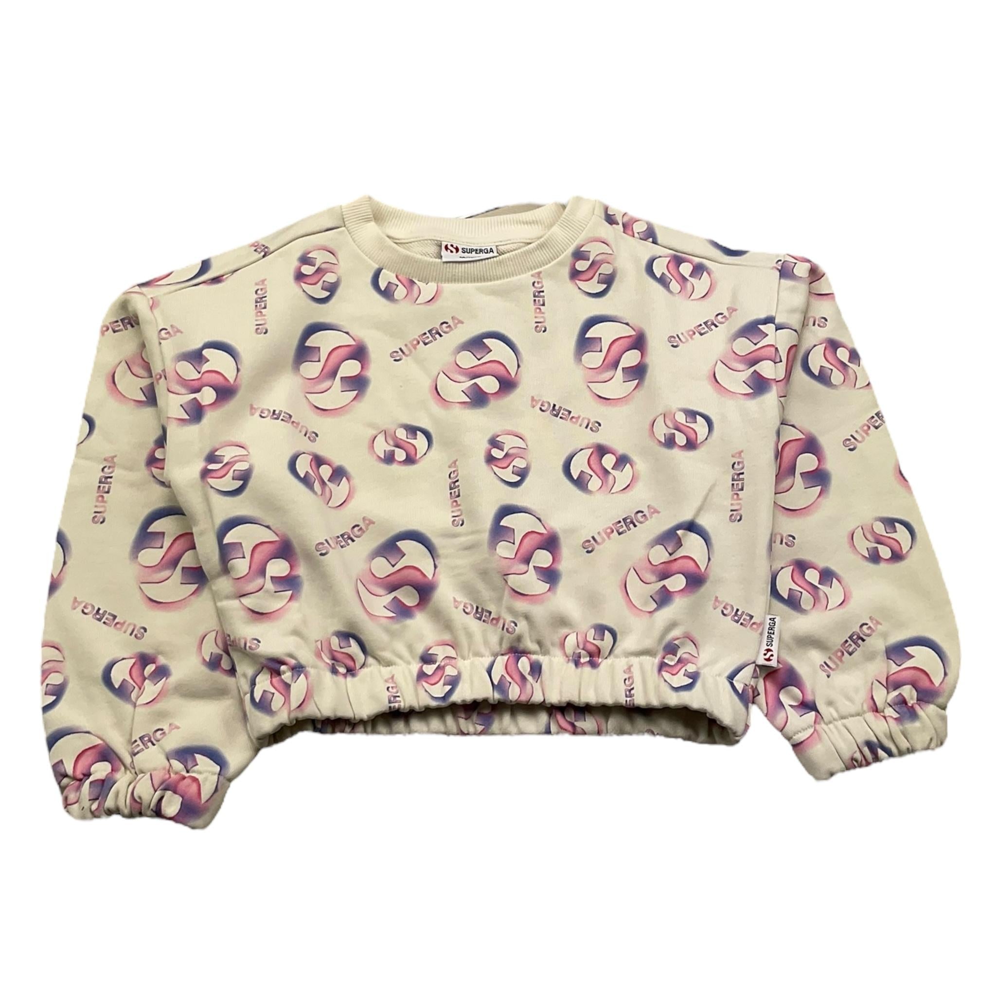 SUPERGA felpa chiusa tinta unita cn stampe logo Panna per Bambina SA133 PANNA SUPERGA 