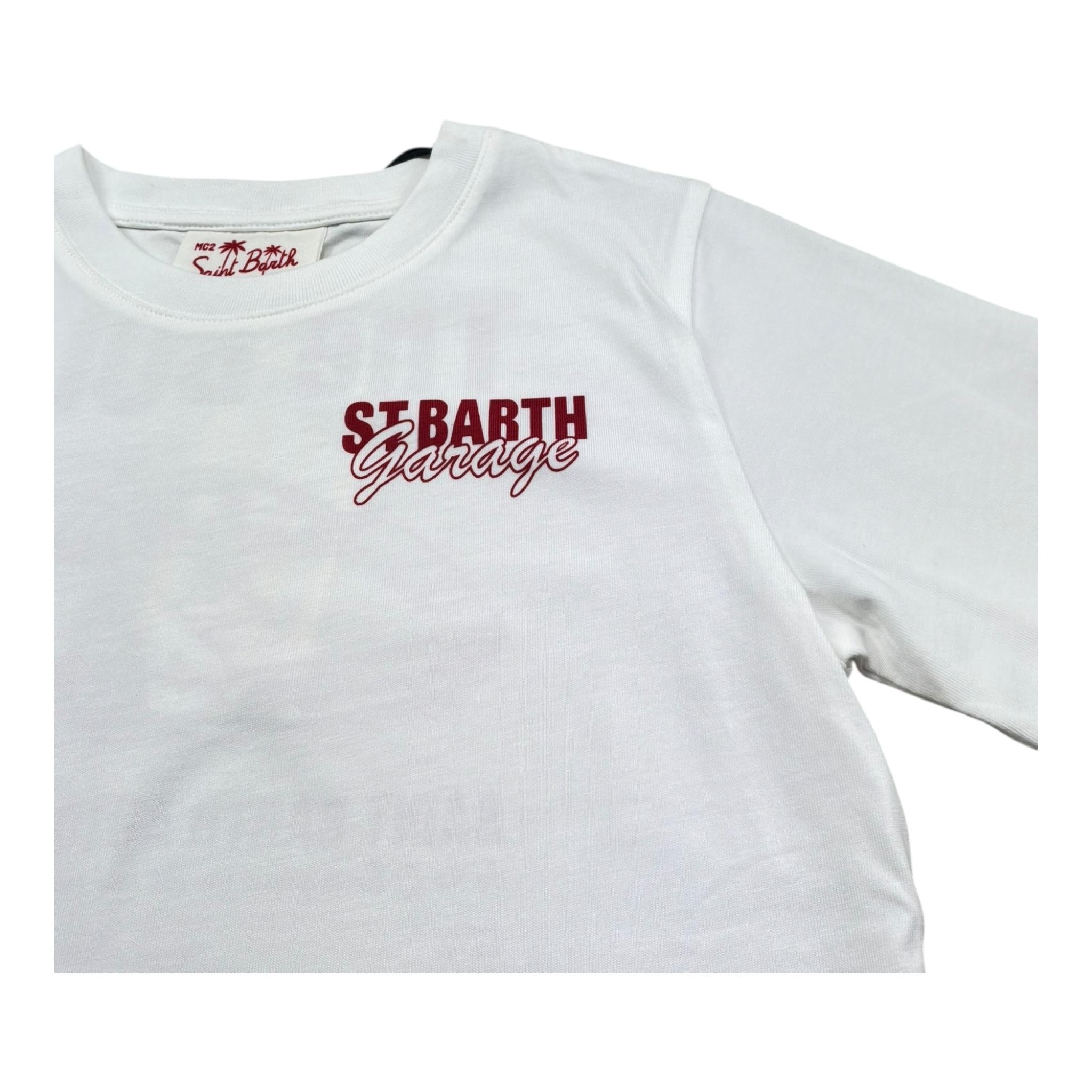 Saint Barth T-Shirt Girocollo Tinta Unita con Stampa per Bambino 00840L BIANCO SAINT BARTH 