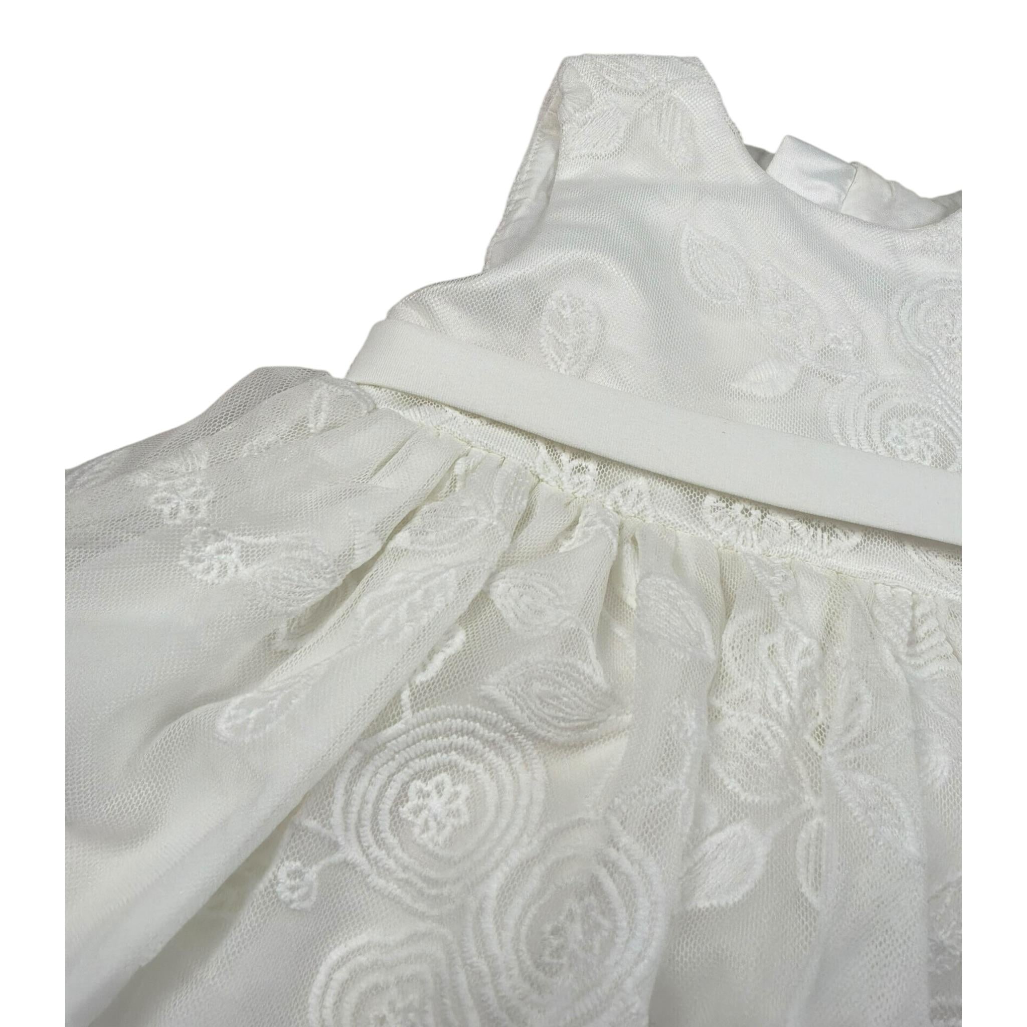 Mini Banda Abito Cerimonia Giromanica Tinta Unita per Neonata 35732 BIANCO MINI BANDA 