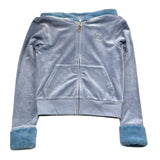 Juicy Couture Felpa Tinta Unita con Zip E Cappuccio per Bambina JBX6630 AZZURRO JUICY COUTURE 