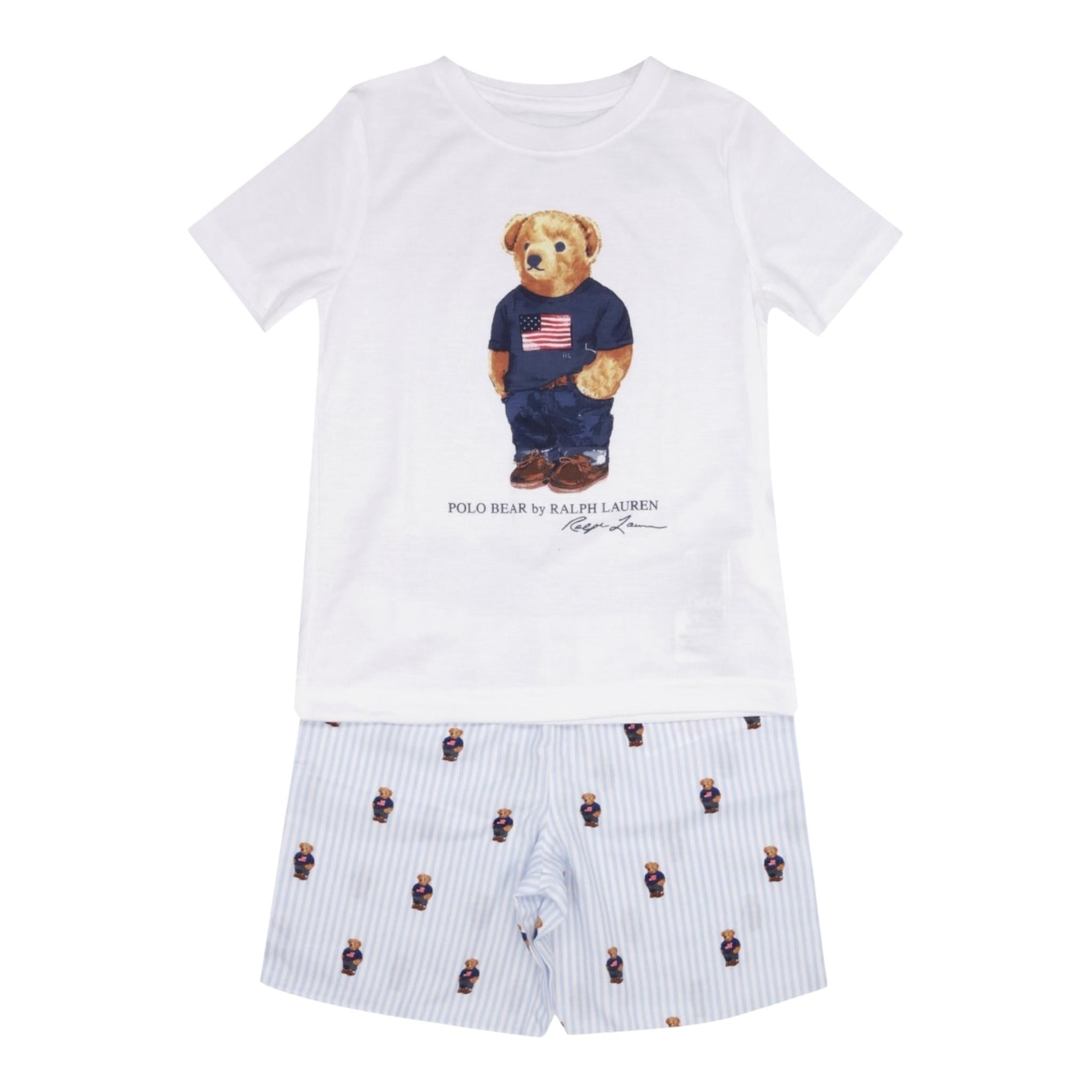 Ralph Lauren Completo 2 Pezzi Pigiama T-Shirt-Bermuda  per Bambino 9P0111 BIANCO RALPH LAUREN 