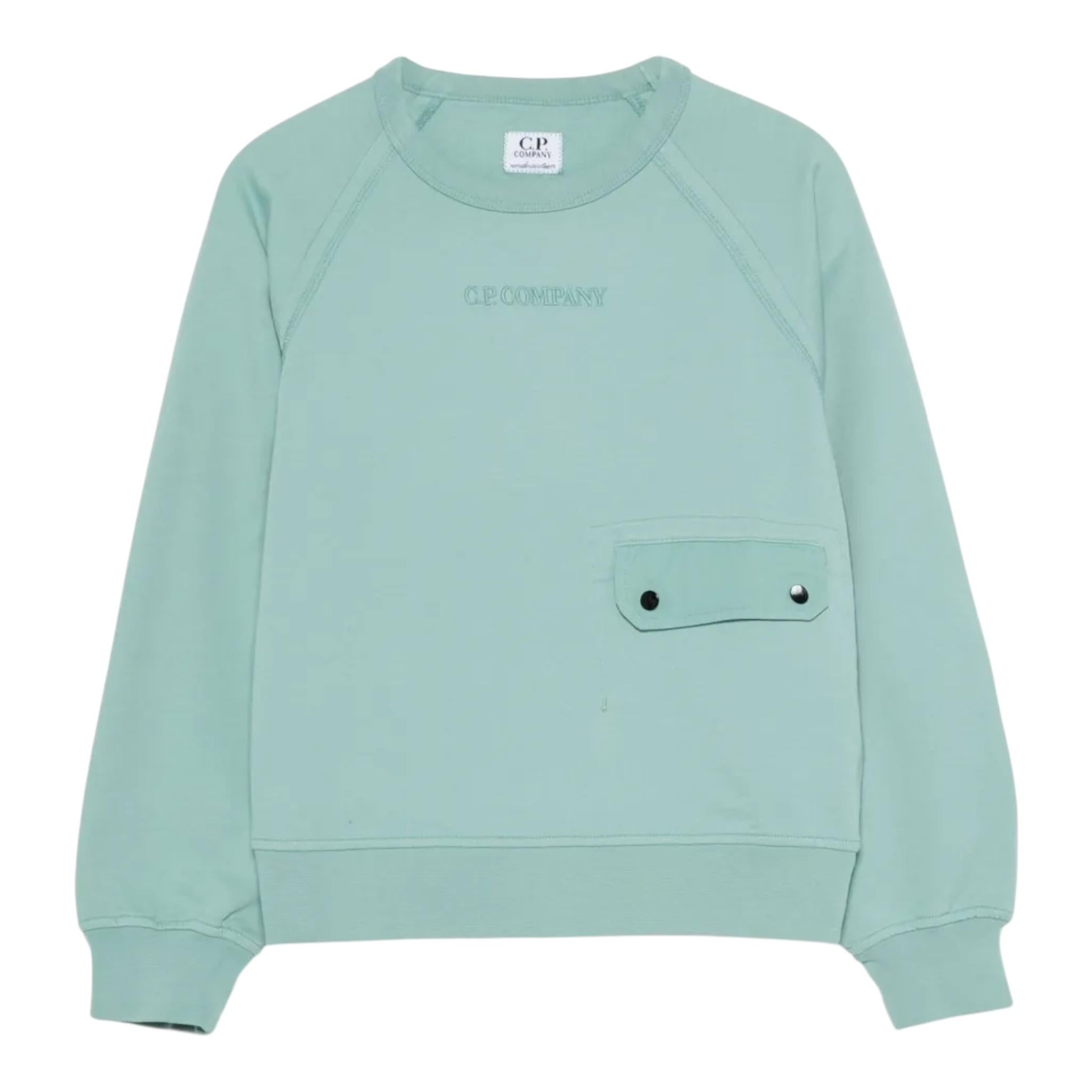 C.P. Company Felpa Chiusa Girocollo Tinta Unita per Bambino CUF015 VERDE ACQUA C.P. COMPANY 