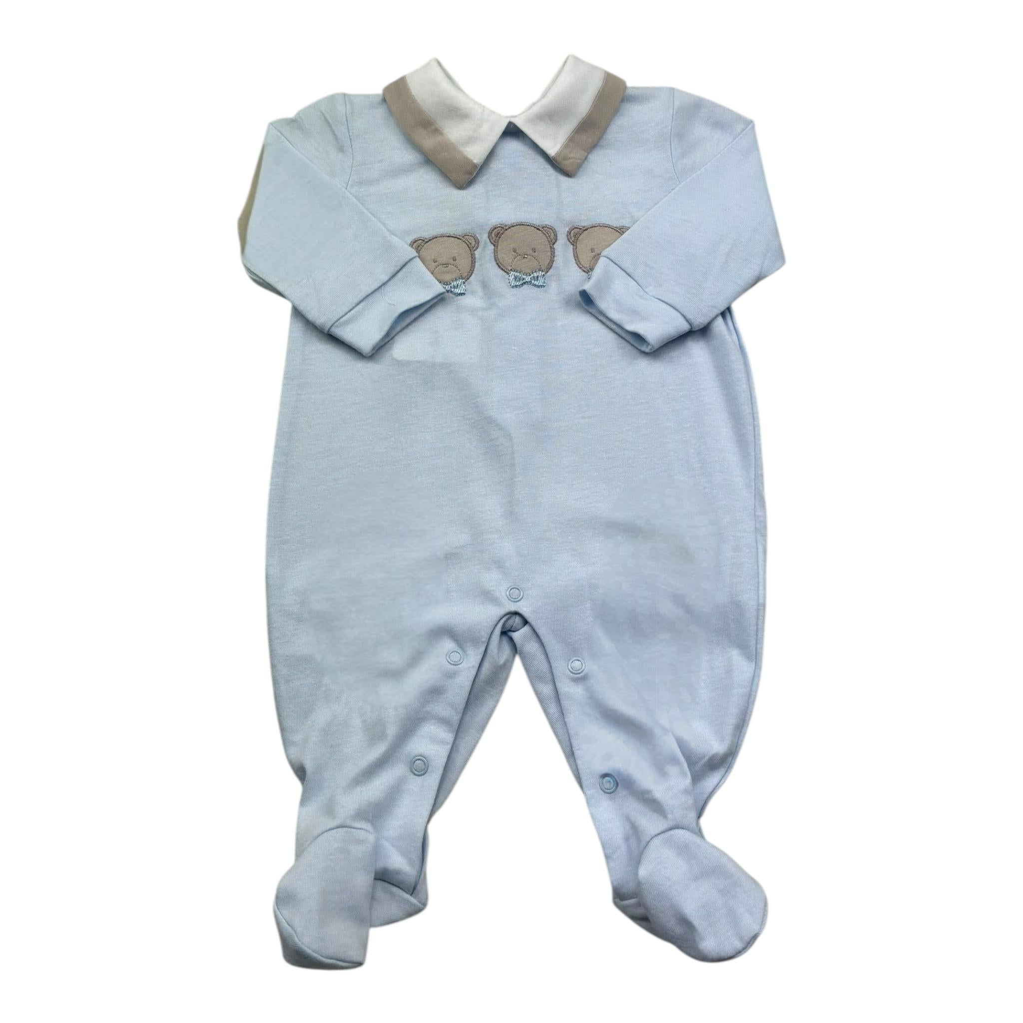 Isabel & Martinez Tutina Manica Lunga Tinta Unita con Ricami per Neonato IM25N506 AZZURRO ISABEL & MARTINEZ 