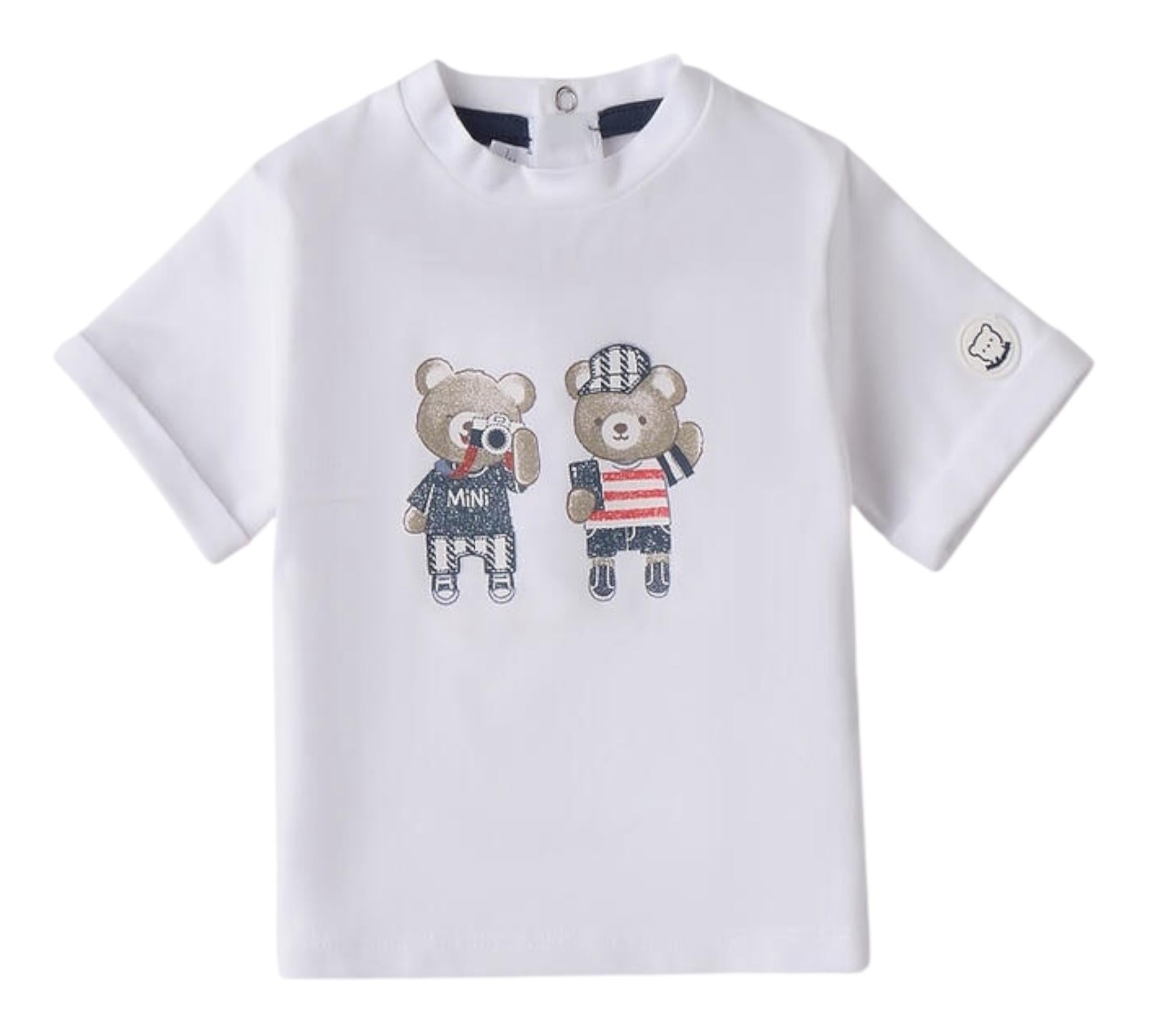 Minibanda T-Shirt Girocollo Tinta Unita con Stampa per Neonato 3B613 BIANCO MINIBANDA 