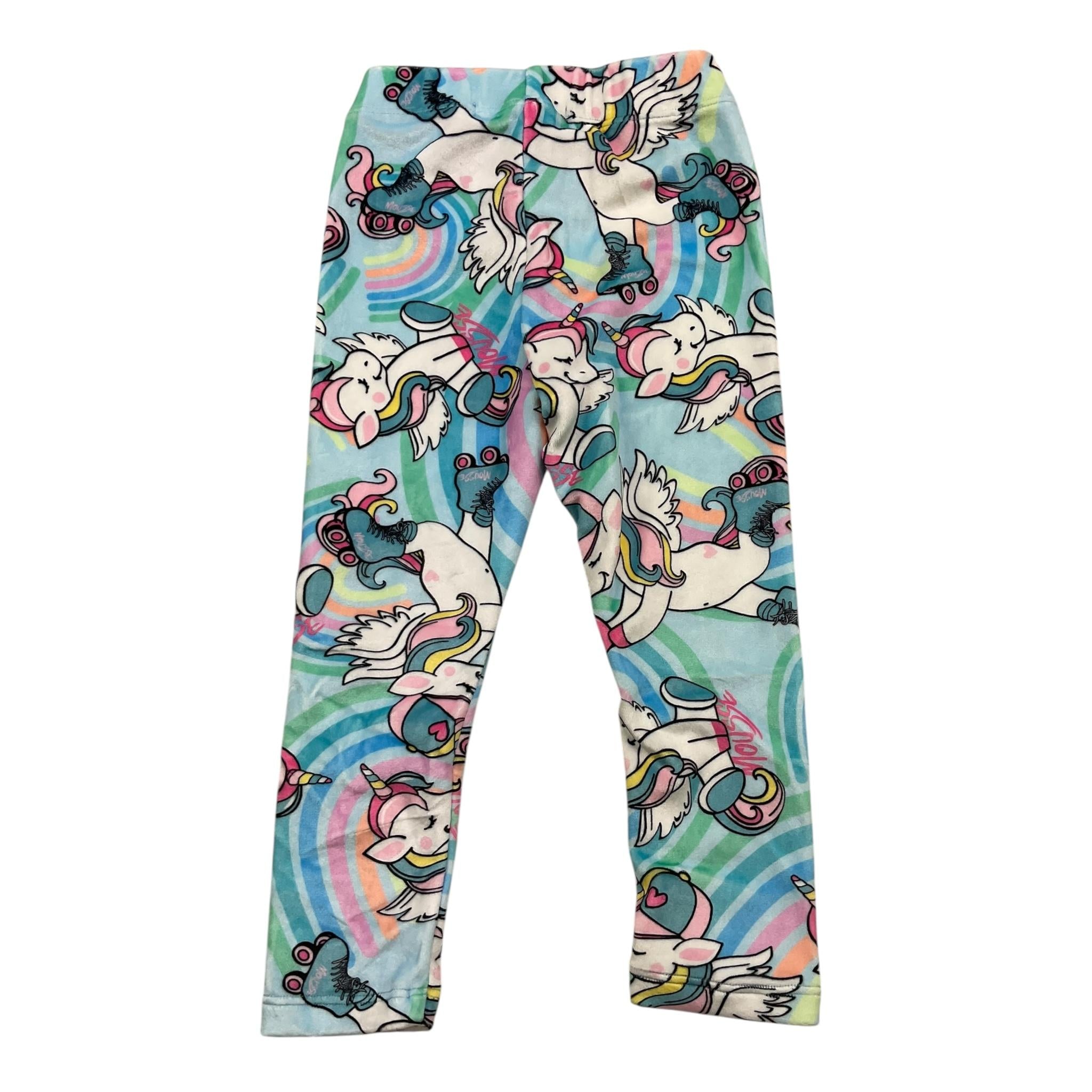 MOUSSE leggins tinta unita in velluto con stampa unicorno Azzurro per Neonata HKLBF361 AZZURRO MOUSSE 