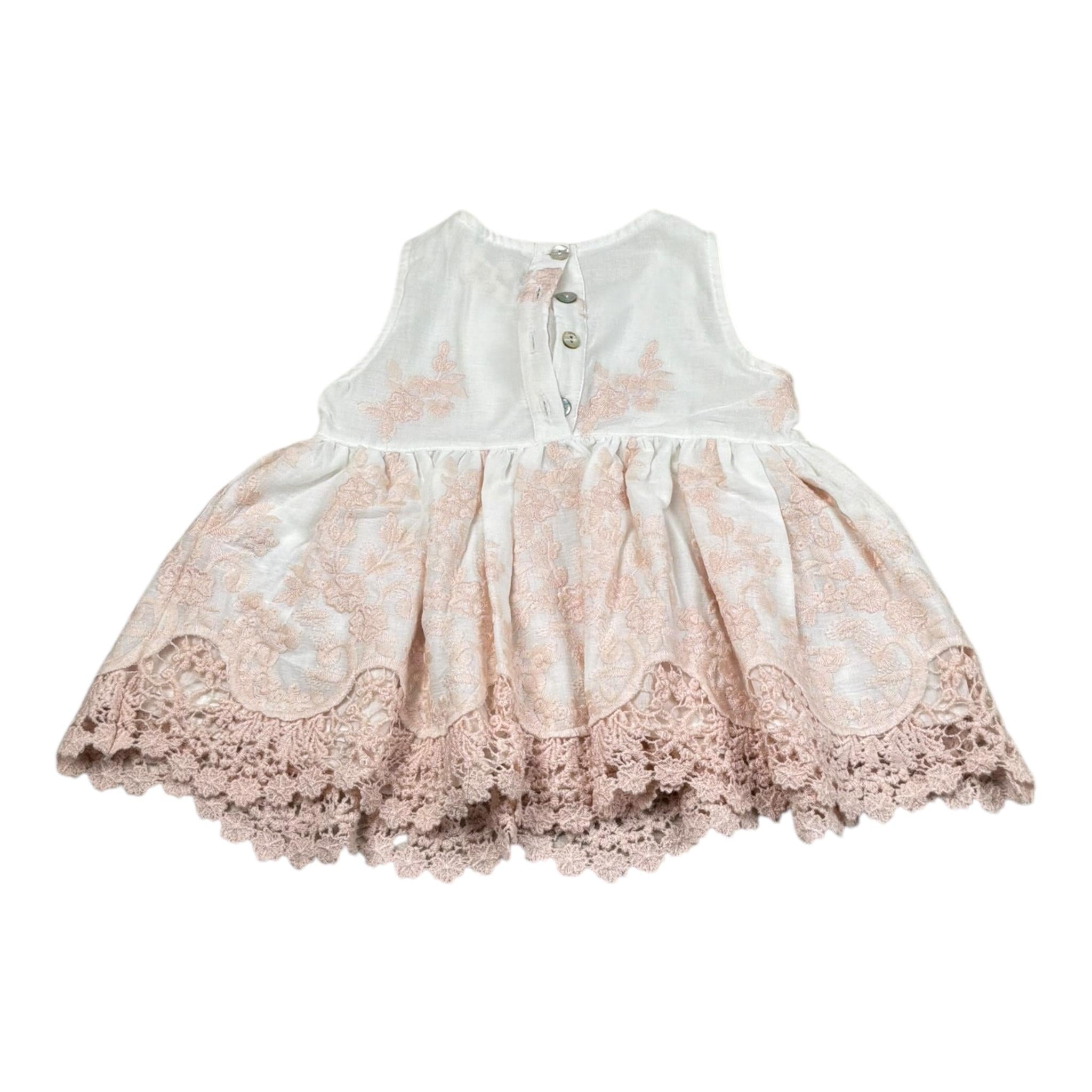 Caffe' D'Orzo Top Tinta Unita Giromanica con Ricami per Neonata ZW5A72X BIANCO CAFFE' D'ORZO 