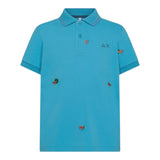 Sun68 Polo Mezza Manica Tinta Unita con Stampa per Bambino A35328X AZZURRO SUN68 