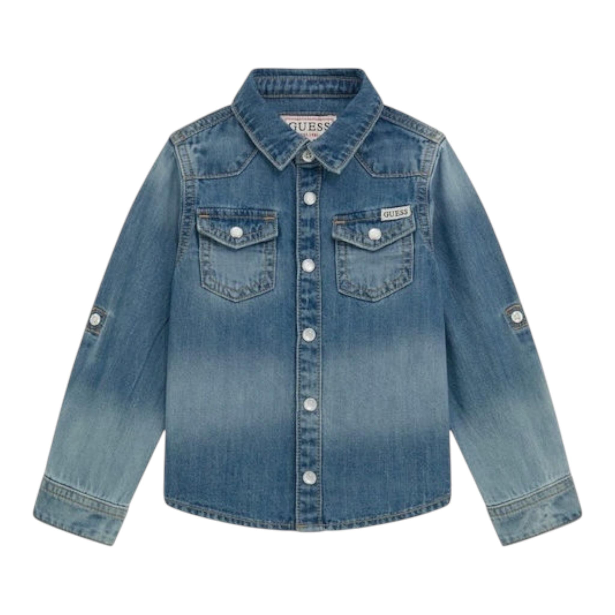 Guess Camicia Manica Lunga In Denim per Bambino N5RH05D5K80J AZZURRO GUESS 