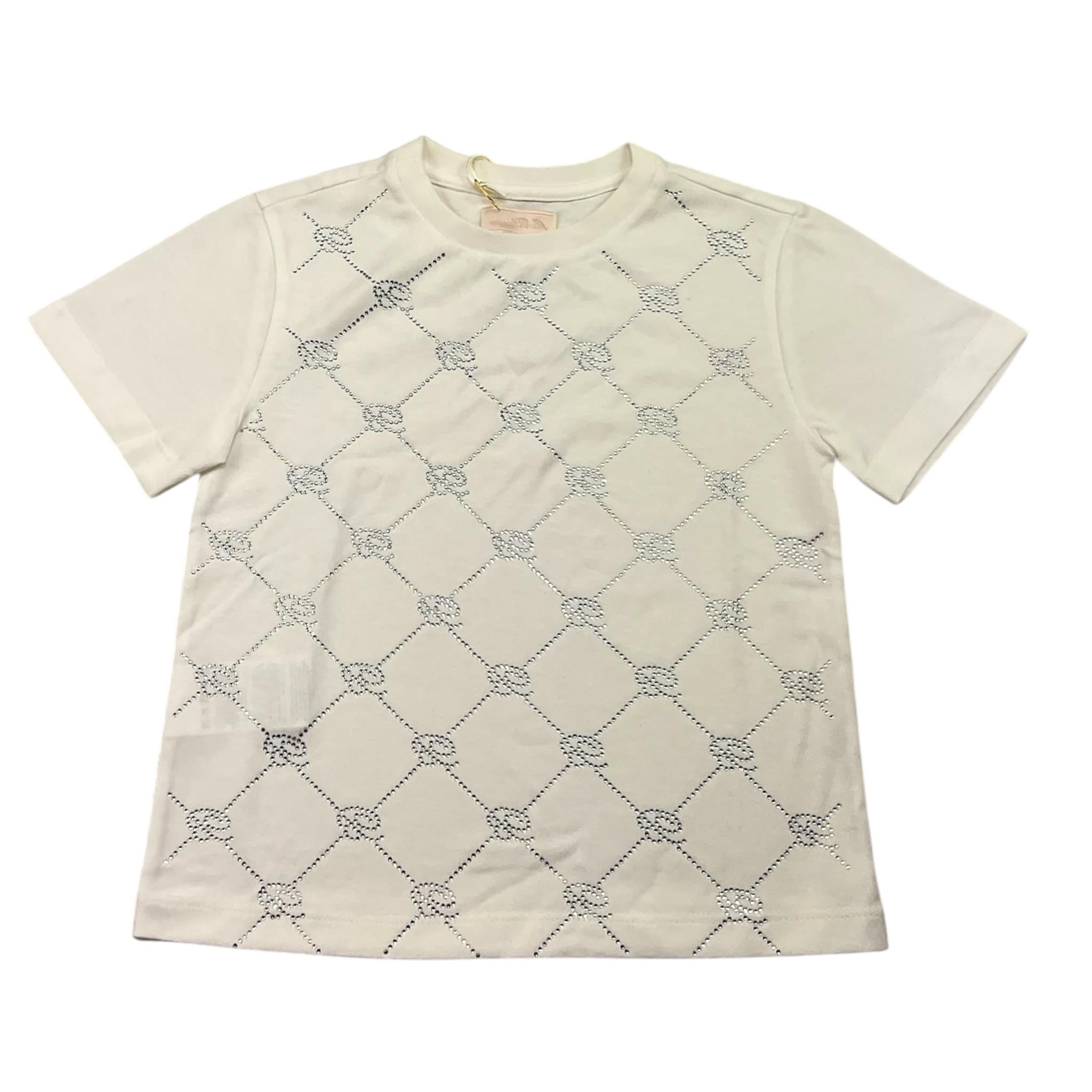 Miss Blumarine T-Shirt Girocollo Tinta Unita con Brillantini per Bambina BGTS002 BIANCO MISS BLUMARINE 