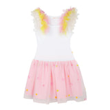 Billieblush Abito Giromanica con Gonna In Tulle per Bambina U20957 BIANCO BillIEBLUSH 