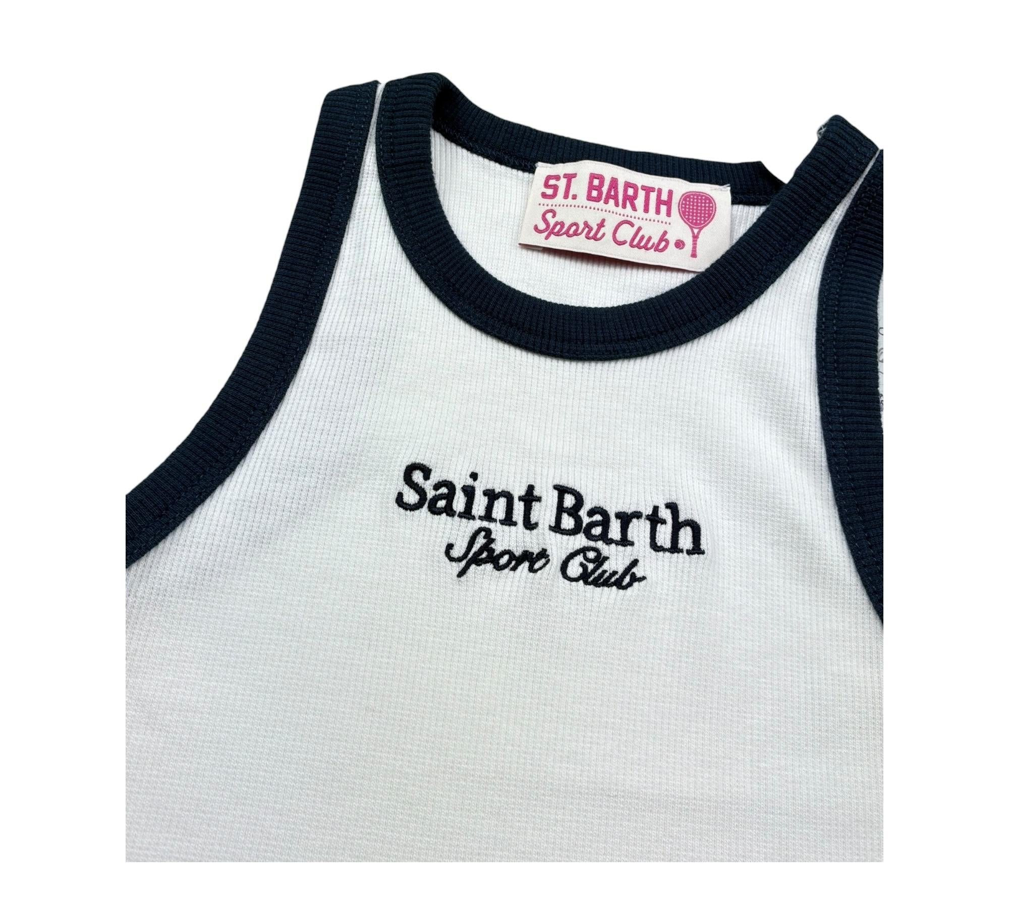Saint Barth Canotta Tinta Unita con Stampa per Bambina BLUE BIANCO SAINT BARTH 