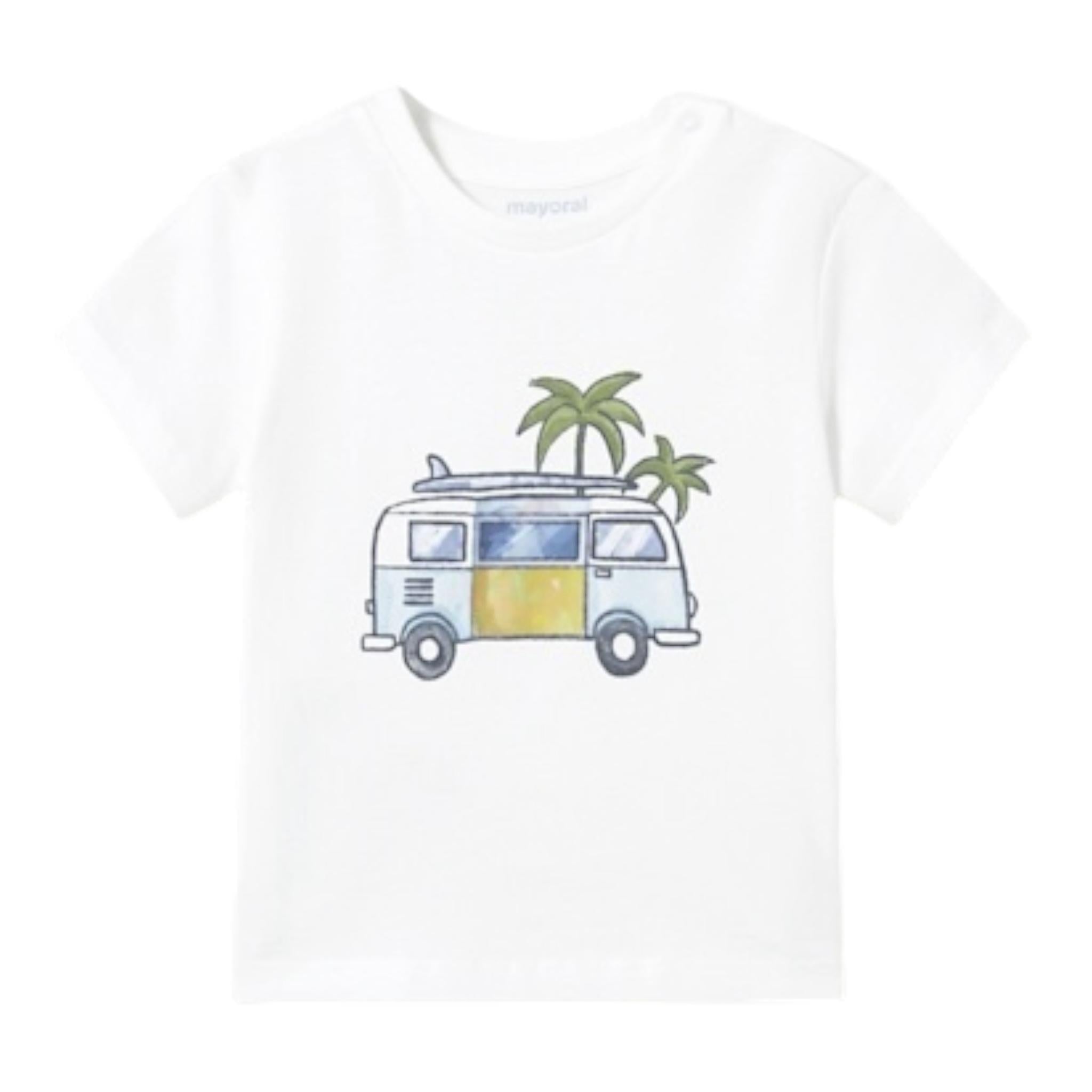 Mayoral T-Shirt Girocollo Tinta Unita con Stampa per Neonato 1063 BIANCO MAYORAL 