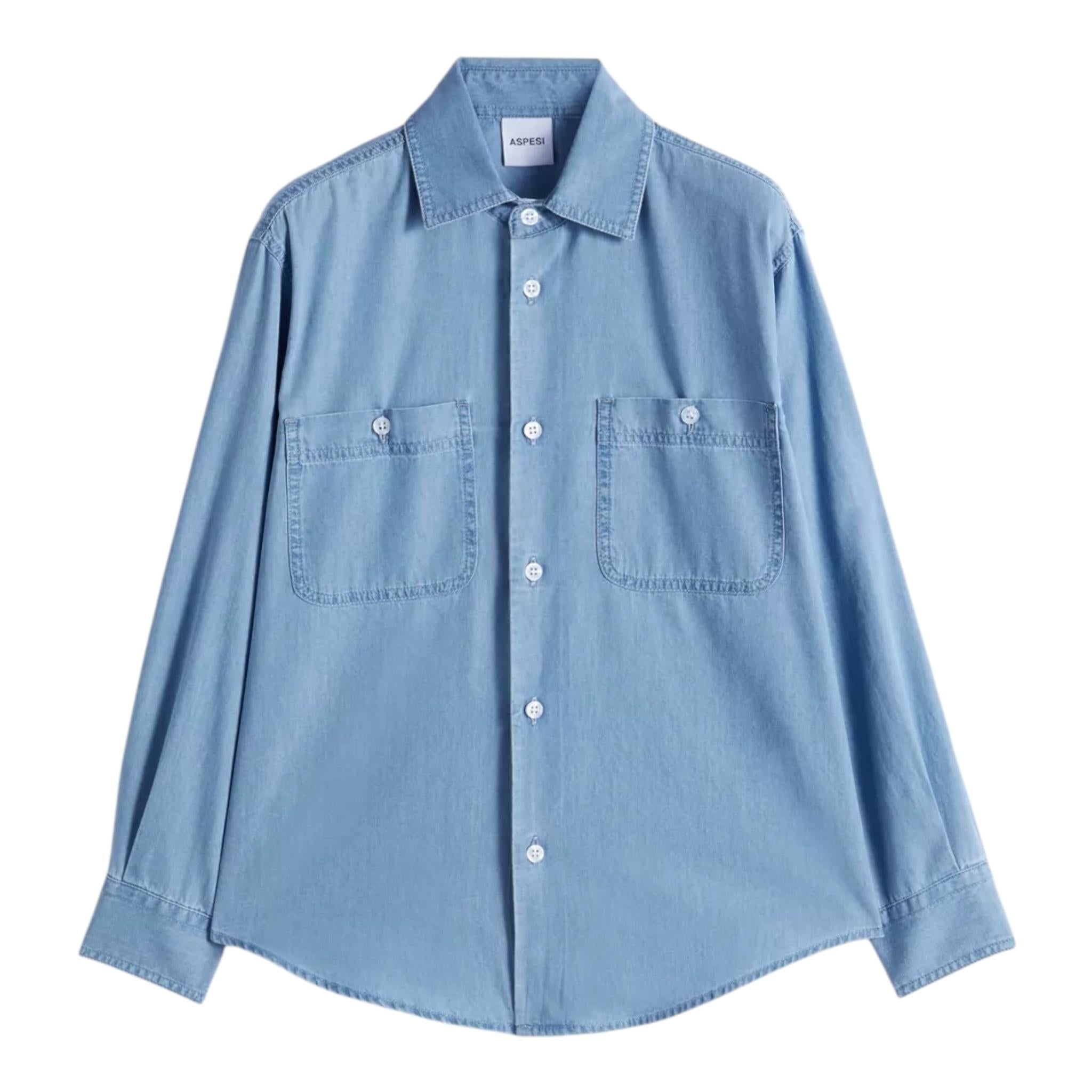 Aspesi Camicia Tinta Unita In Denim per Bambino S24008CLJ0043 AZZURRO ASPESI 