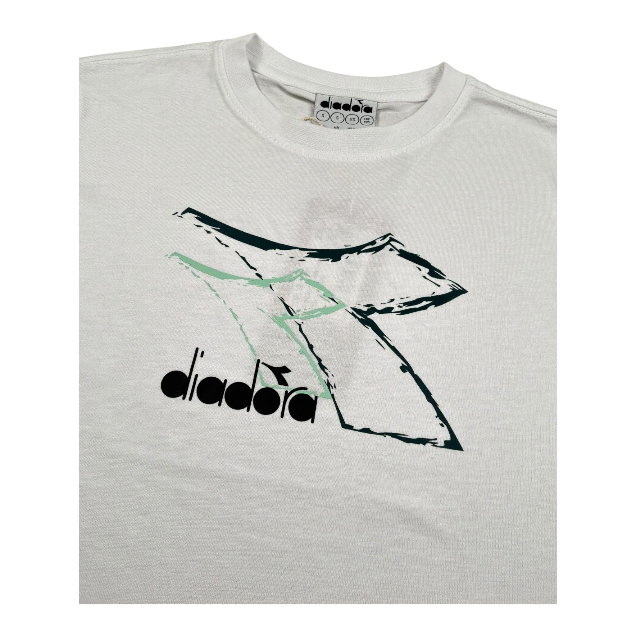 Diadora T-Shirt Girocollo Tinta Unita con Stampa per Bambino 102181706 BIANCO DIADORA 