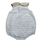 La Stupenderia Pagliaccetto Bicolore con Colletto E Fantasia A Righe per Neonata TBPG500 BIANCO/AZZURRO LA STUPENDERIA 