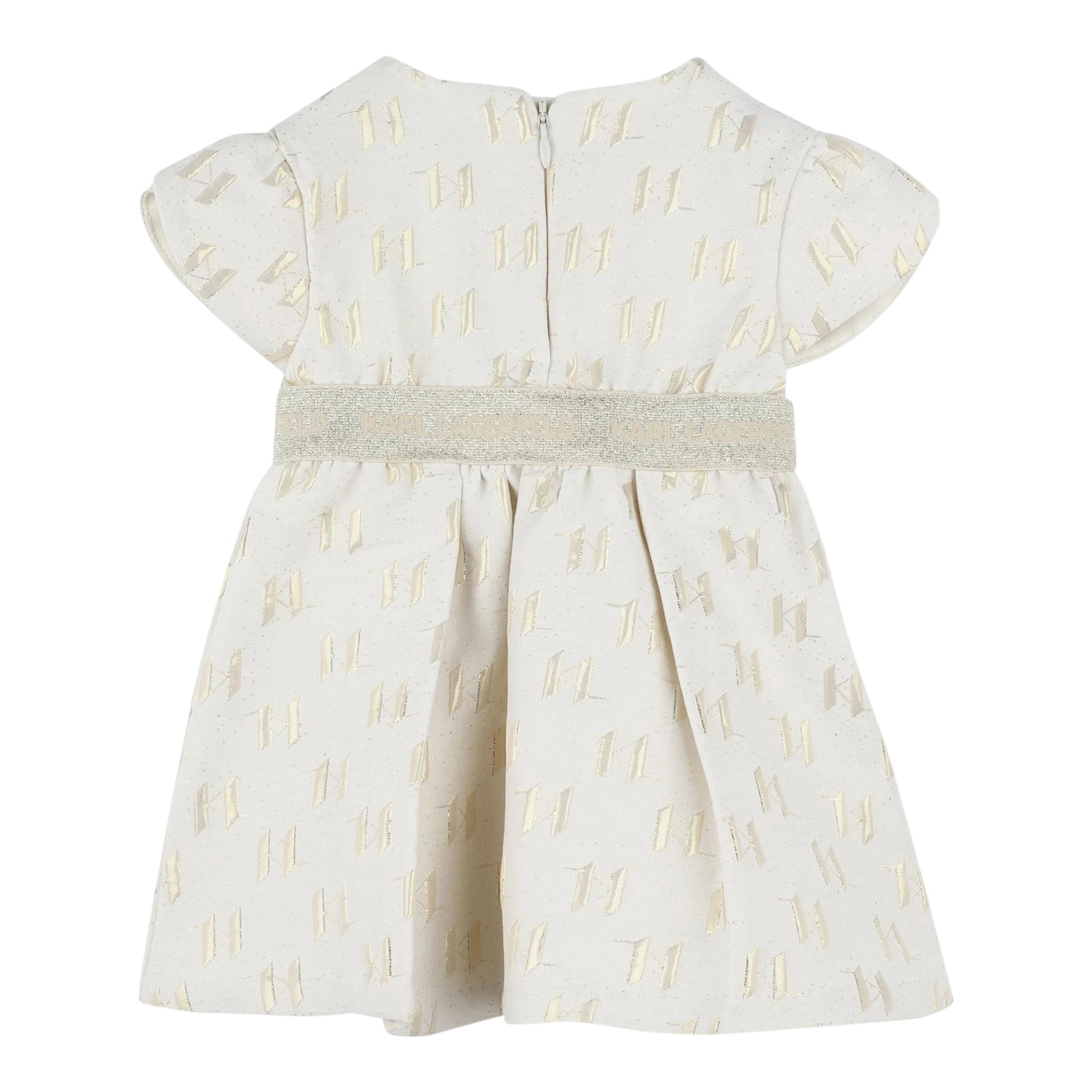 Karl Lagerfeld Abito Mezza Manica Tinta Unita con Stampe per Neonata Z30515 PANNA KARL LAGERFELD 