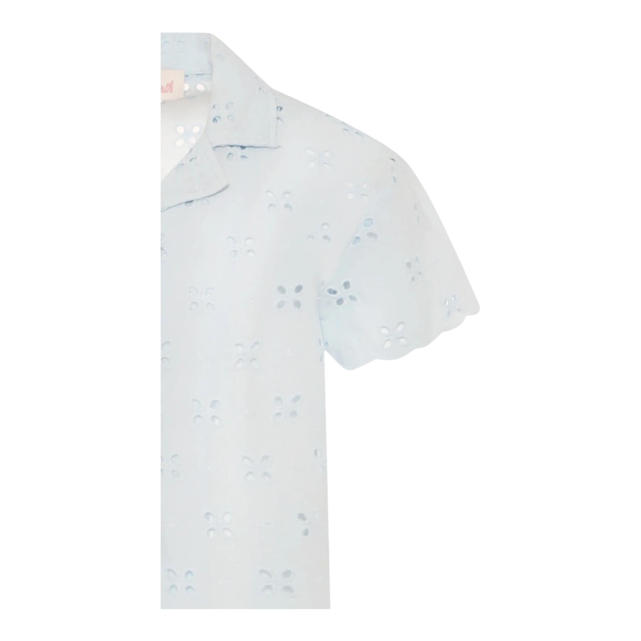 Saint Barth Camicia Mezza Manica Tinta Unita In Pizzo Sangallo per Bambina EVL000103016 BIANCO SAINT BARTH 