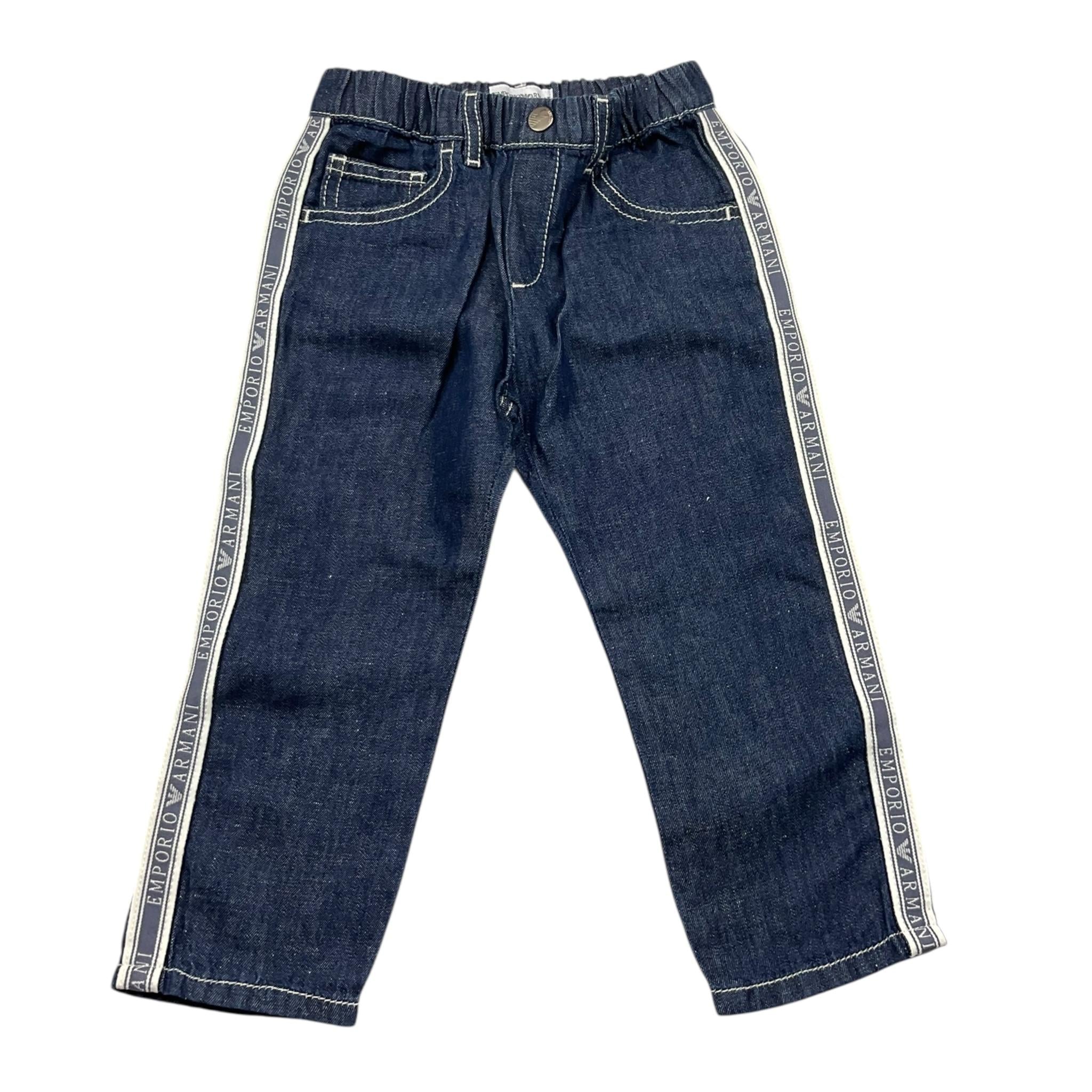Emporio Armani Jeans Tinta Unita con Profili Logati per Neonato 3D3J01N BLU EMPORIO ARMANI 