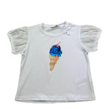 Manila Grace T-Shirt Tinta Unita con Paillettes per Bambina 370TMBS25 BIANCO MANILA GRACE 