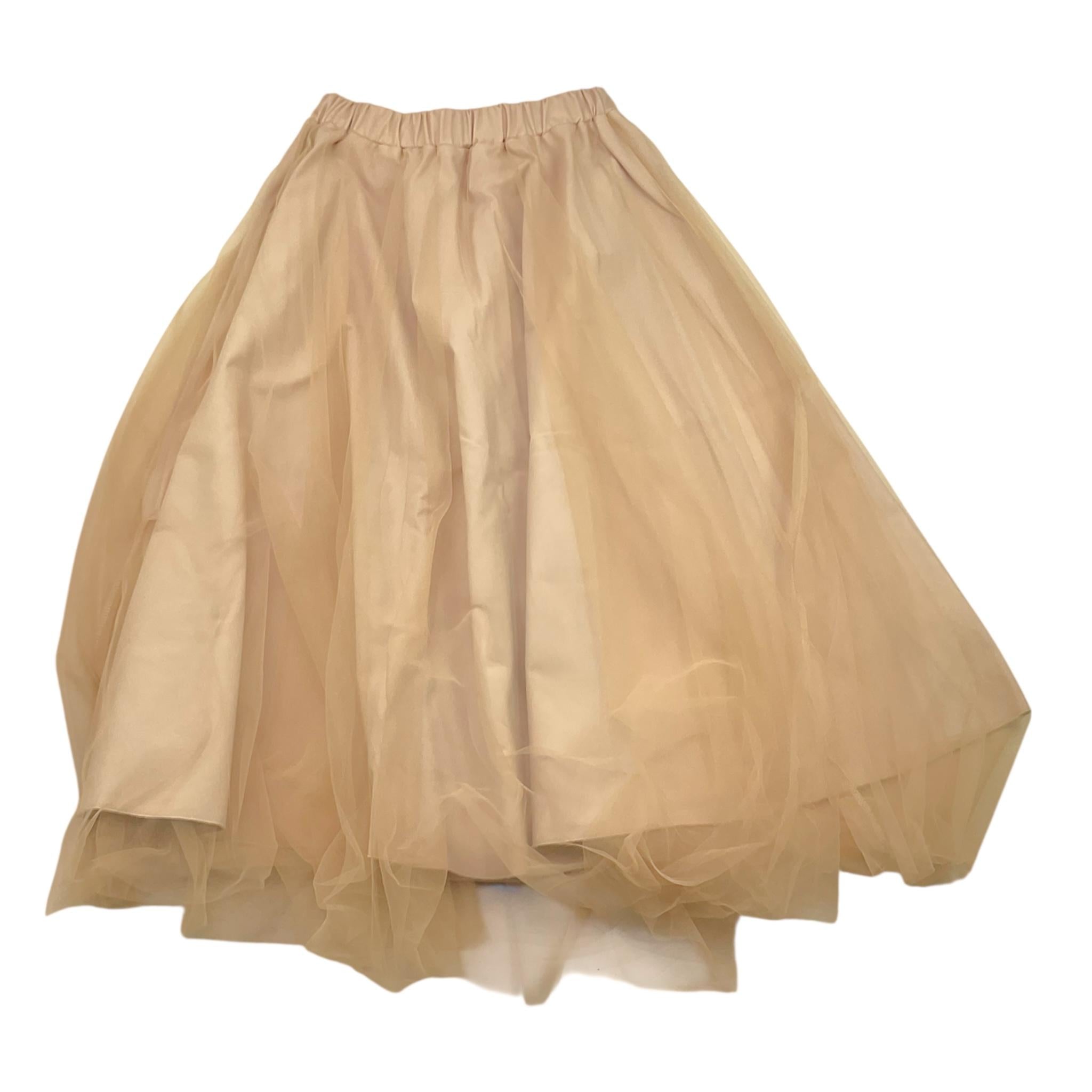 @MADILLY gonna tinta unita con tulle e elastico in vita Beige per Bambina 01921 BEIGE @MADILLY 