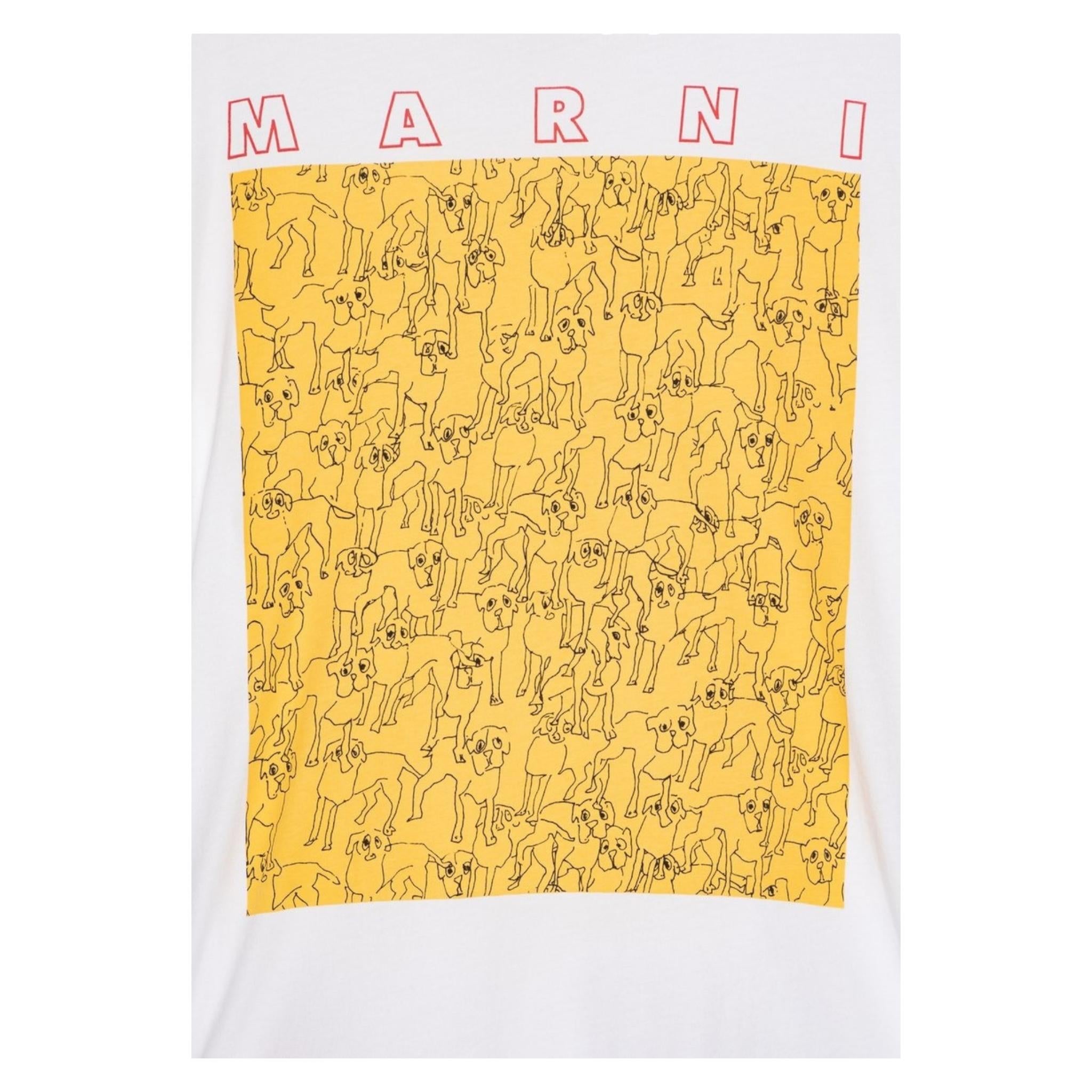 Marni T-Shirt Girocollo Tinta Unita con Stampa per Bambino M01414 BIANCO MARNI 