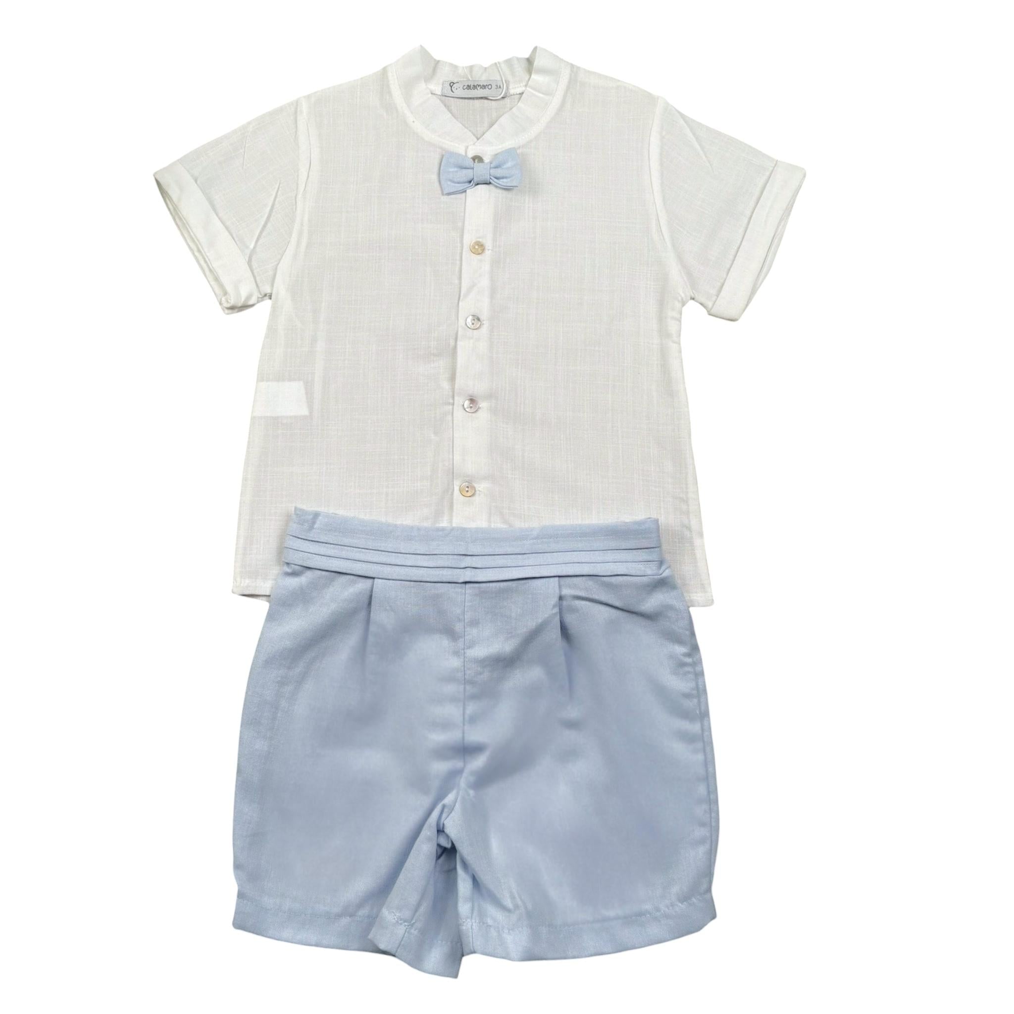 Calamaro Completo 2 Pezzi Camicia-Bermuda Bicolore per Bambino 17972 BIANCO/AZZURRO CALAMARO 