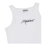 Moschino Canotta Tinta Unita A Costine per Bambina HDM06M BIANCO MOSCHINO 