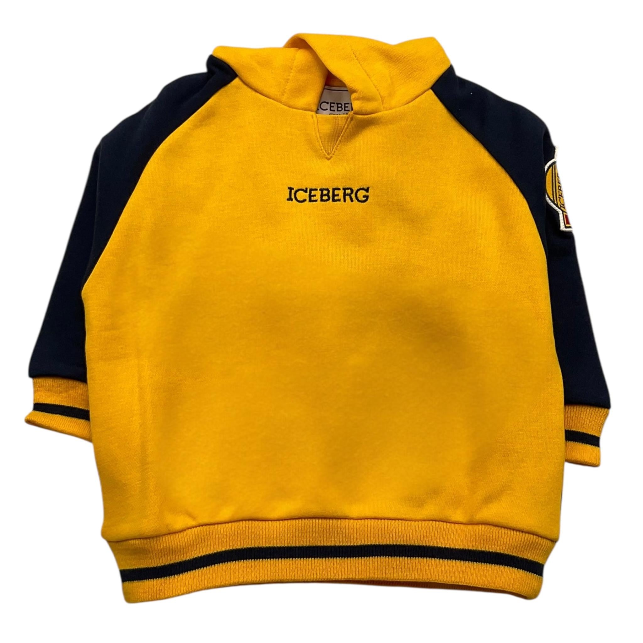 ICEBERG felpa chiusa con cappuccio tinta unita con maniche in contrast Giallo per Neonato MFICE5311BX GIALLO ICEBERG 