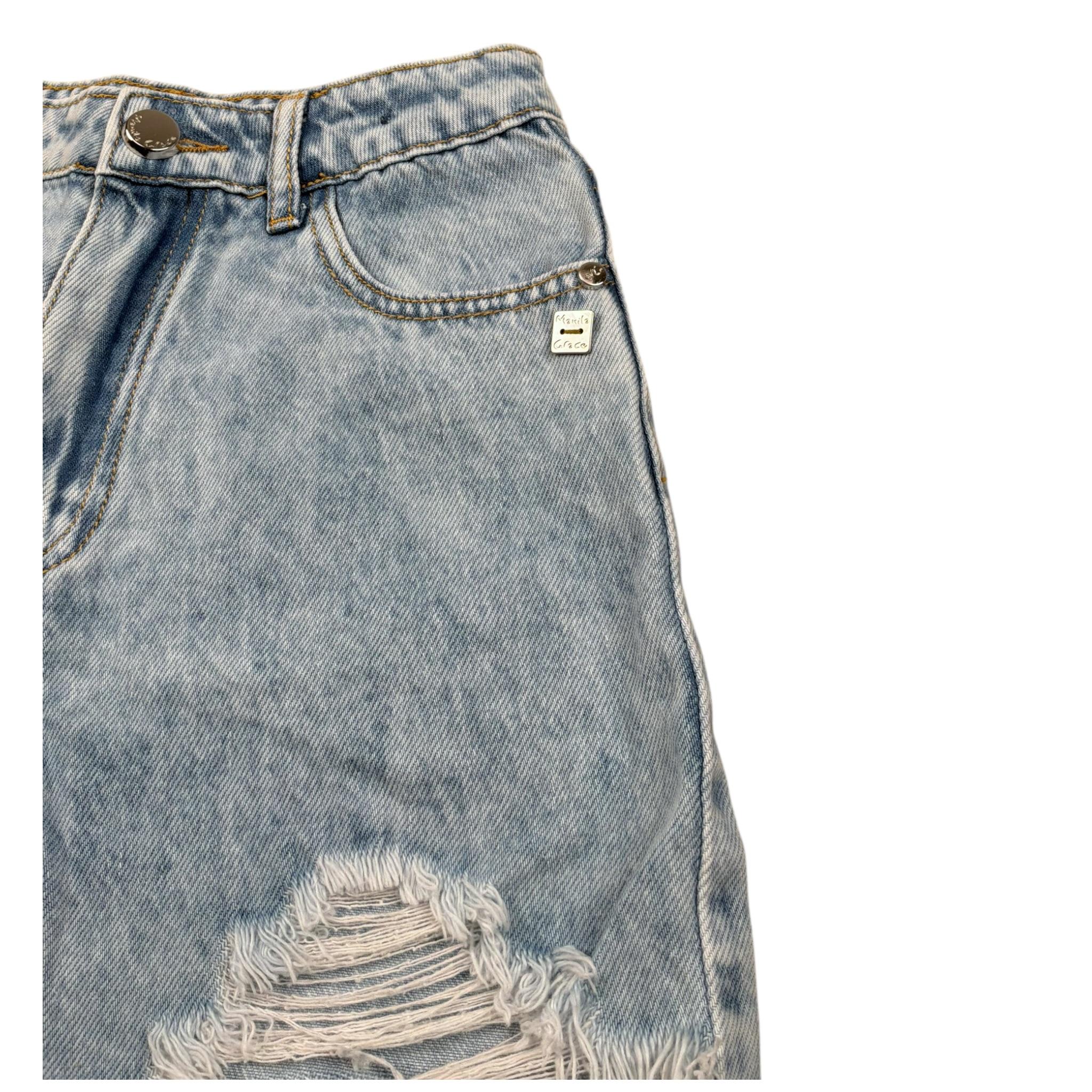 Manila Grace Short In Denim con Girovita Regolabile per Bambina 430PMBS25X AZZURRO MANILA GRACE 