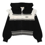 TWINSET maglia tinta unita con stampa zip e cappuccio Nero per Bambina 242GJ3161 NERO TWINSET 