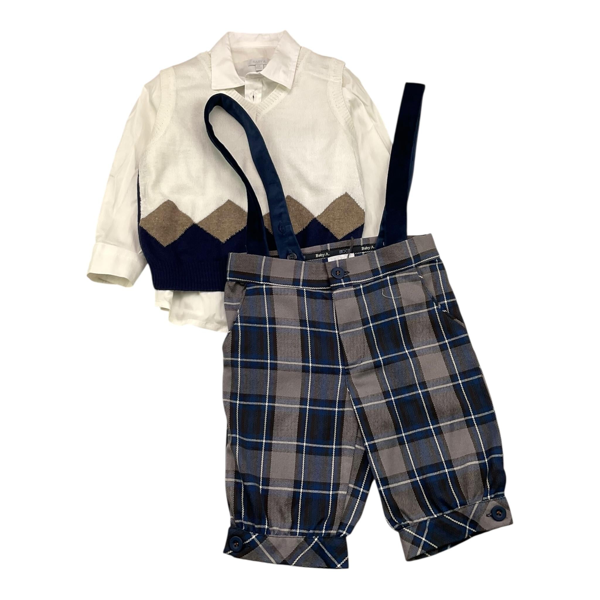 BABY A. completo 4 pezzi camicia-gilet-pantalone-papillon Panna per Neonato E2921 PANNA BABY A. 