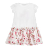 Monnalisa Abito Tinta Unita con Fantasia Fiori per Neonata 11E906 BIANCO MONNALISA 